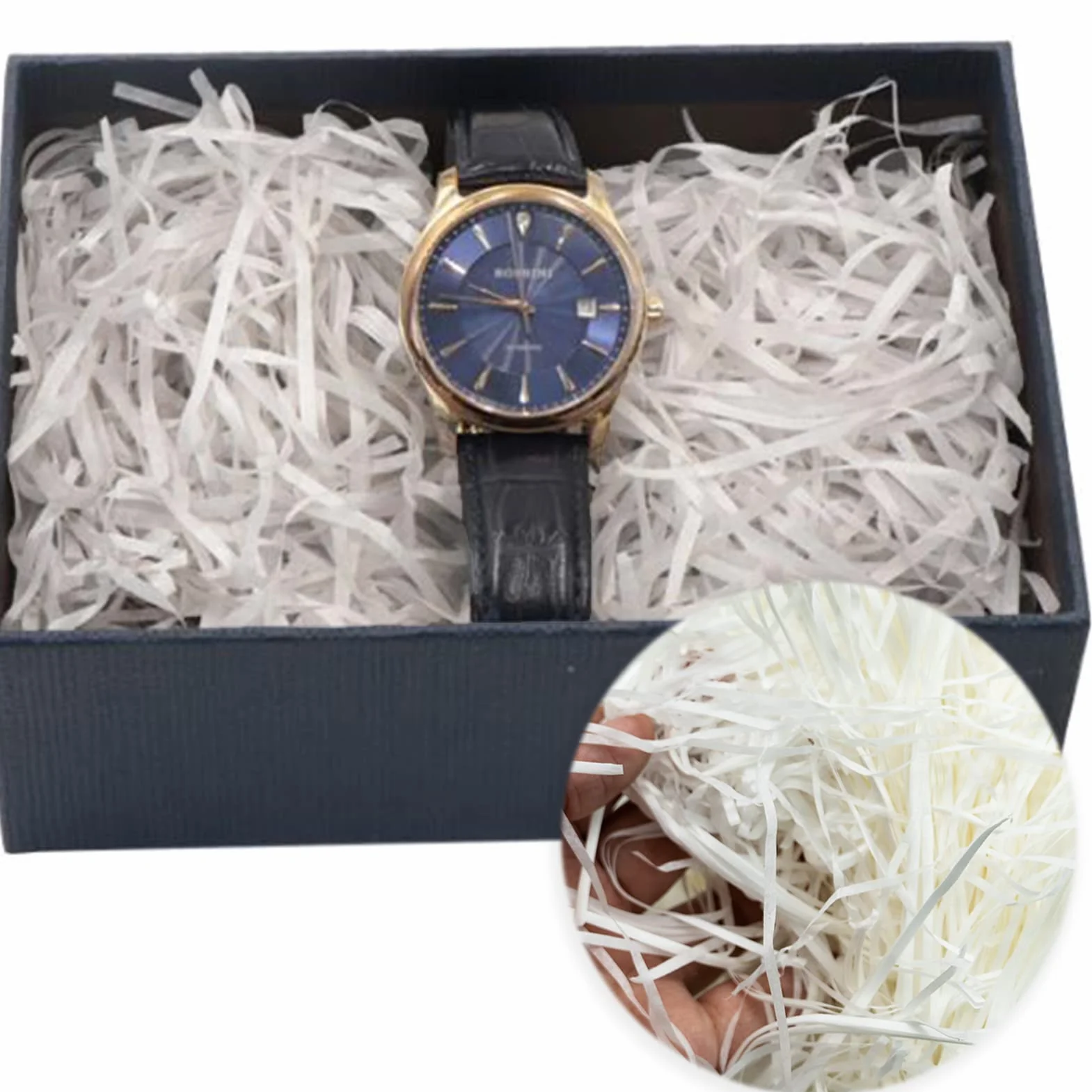 Raffia Hamper Shreds 100 g, rozdrobniony bibułka, wypełnienie prezentów, do majsterkowania, na imprezę, do napełniania i pakowania prezentów, do dekoracji pudełek prezentowych, kolor biały