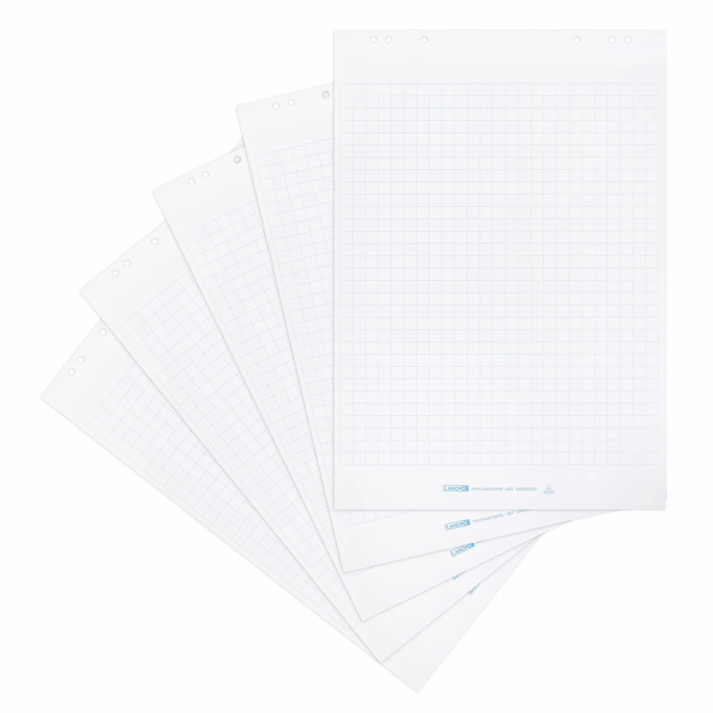Landré papier flipchart, w kratkę, 20 arkuszy w bloku, 6 otworów, 5 sztuk