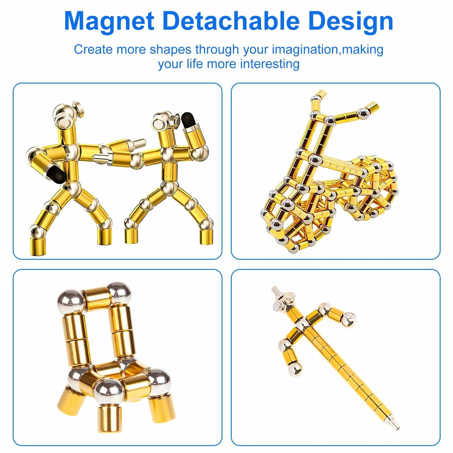 Długopis Magnetyczny, Wielofunkcyjny Długopis Magnetyczny, Ulga Stresowa, Długopis Metalowy, Długopis, Magnes, Gadżet, Prezent dla Mężczyzn, Kobiet (Złoto)