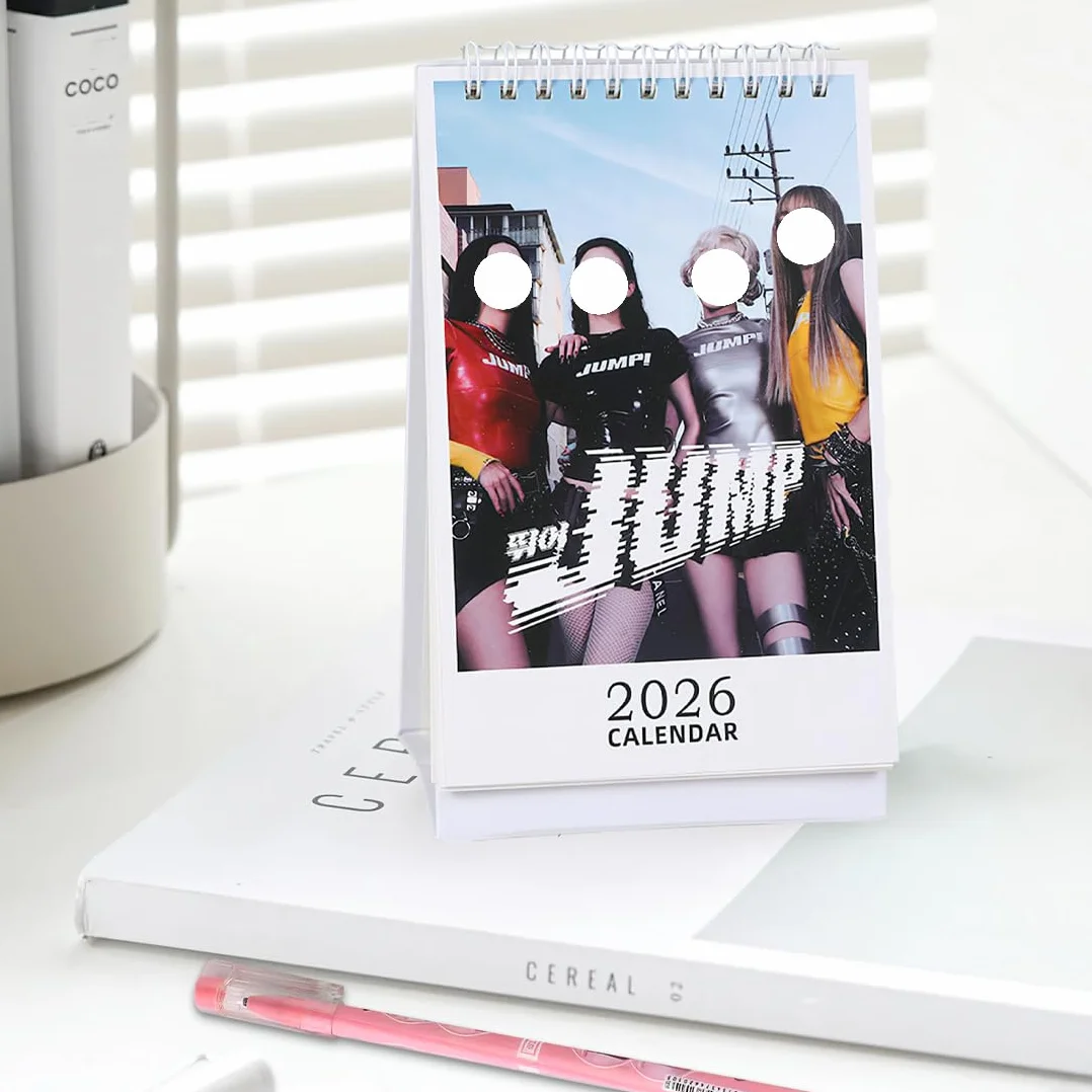 1 sztuka Blackpink 2026 kalendarz biurkowy do dekoracji biurka K-Pop Blackpink Zdjęcie, z czarnym wymazywalnym długopisem, kalendarz wsparcia dla fanów