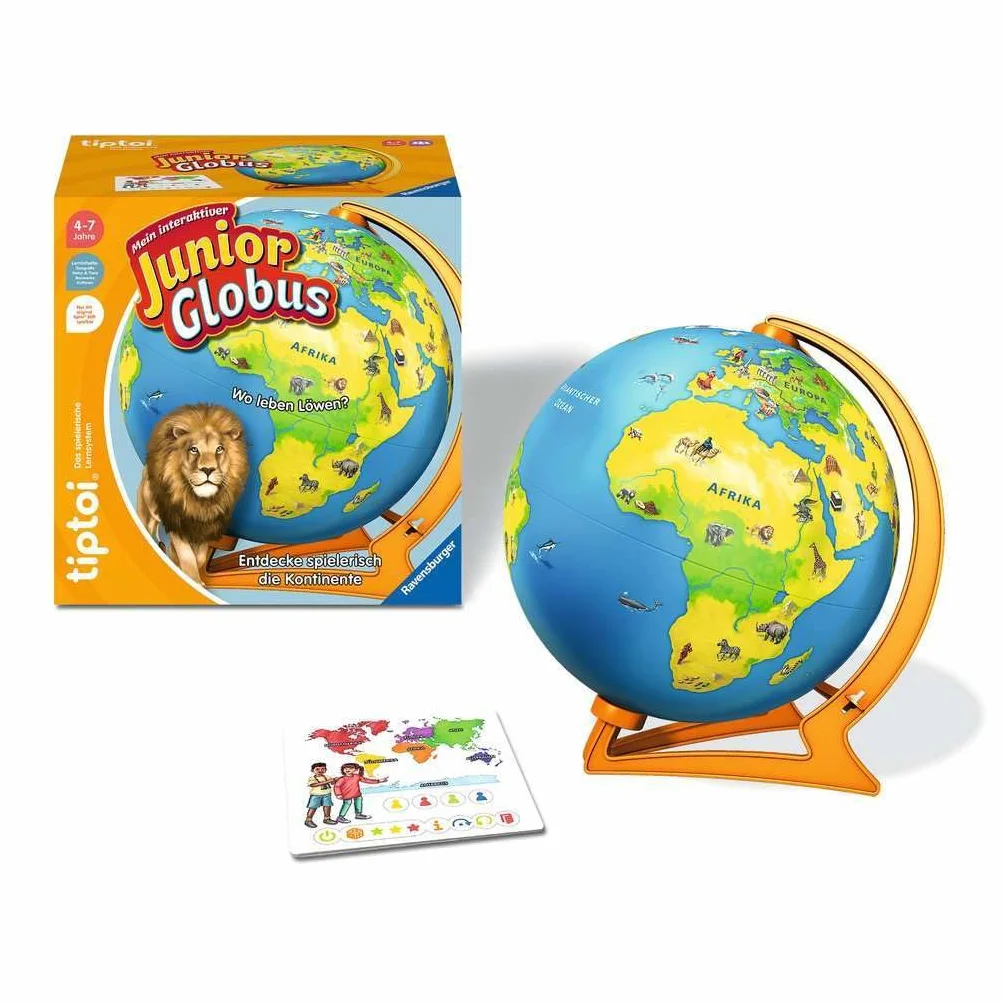 Ravensburger tiptoi 00115 - Mein interaktiver Junior Globus - Kinderspielzeug ab 4 Jahren: Entdecke spielerisch die Kontinente!
