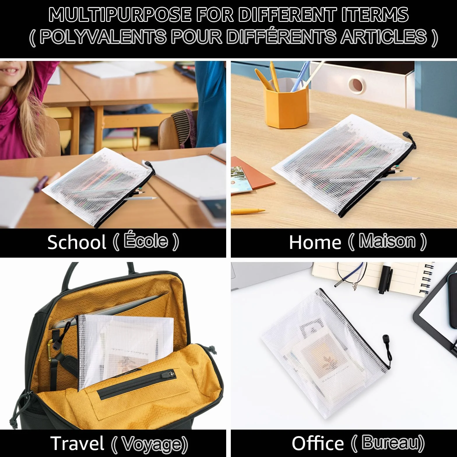 40 sztuk toreb na dokumenty A5, czarna, teczka na dokumenty A5, zamek błyskawiczny, kieszenie z siateczki, plastikowa torba na dokumenty A5, na dokumenty, kosmetyki, prace domowe (czarna)