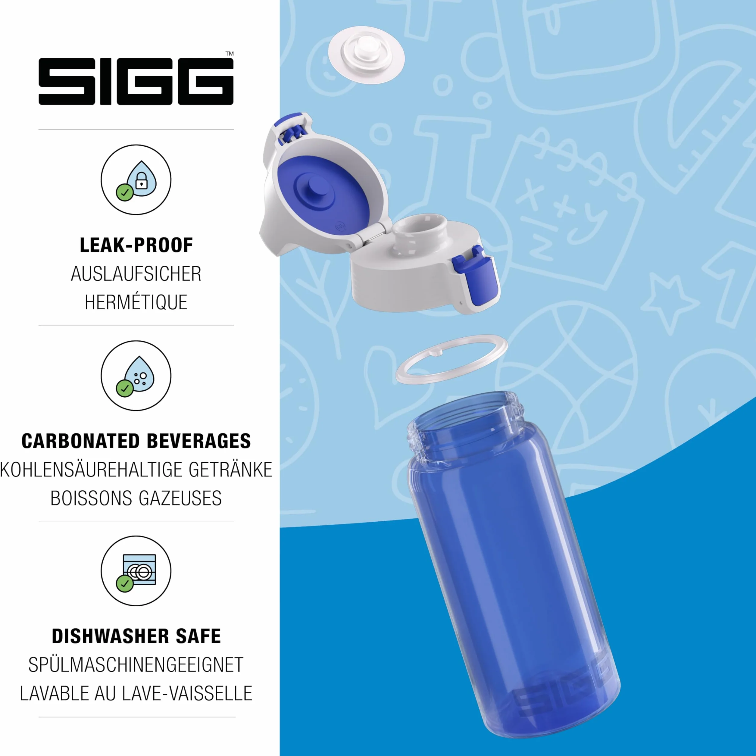 Sigg Viva One Butelka na Wodę, Tworzywo Sztuczne, Niebieski/Biały, 0.5 Litra