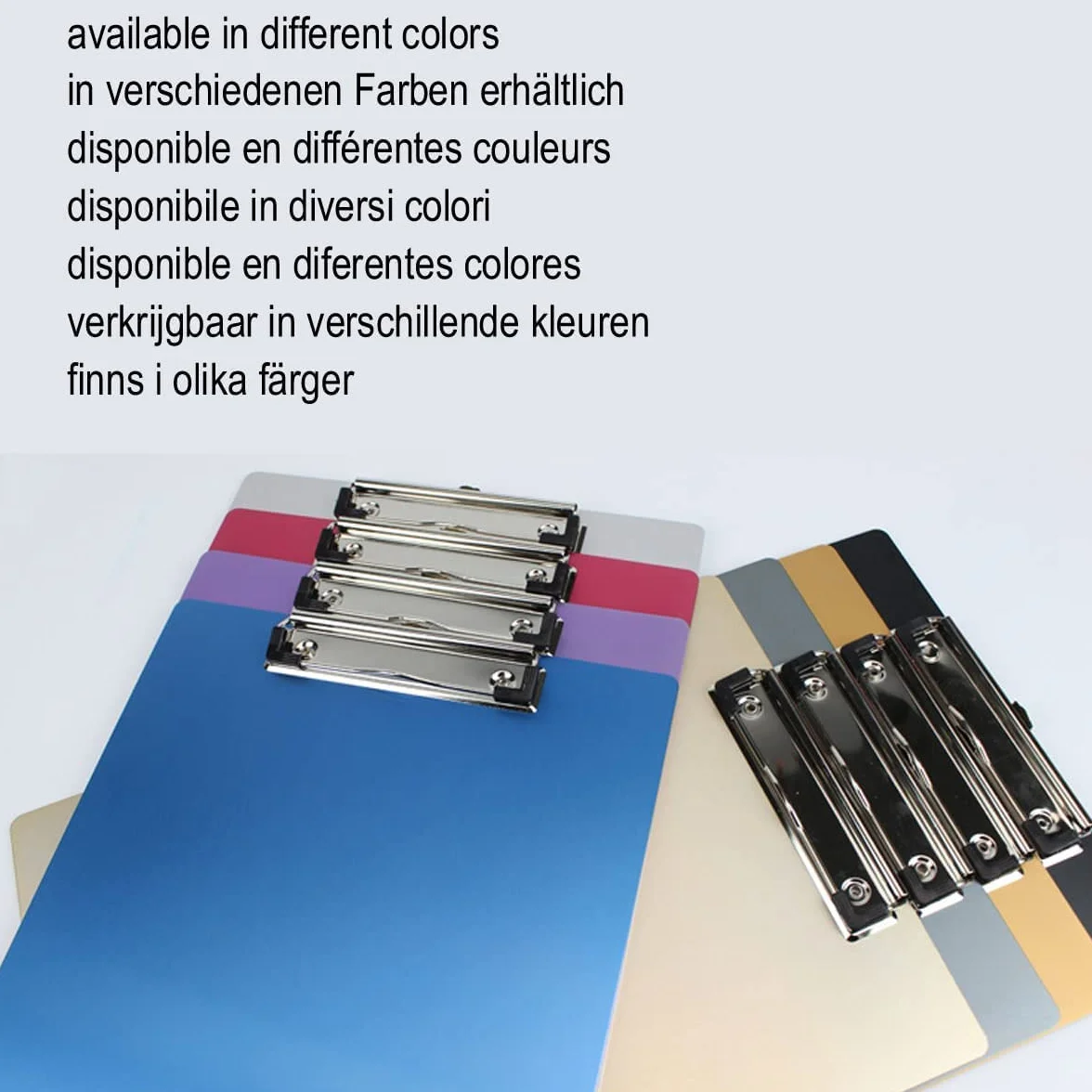 TKD8025-silver-6 aluminiowych podkładek A4 z gumowanym metalowym zaciskiem, deska do pisania DIN A4 z miejscem do zawieszania, uchwyt na podkładkę Clipboard – stabilna aluminiowa płyta do pisania –