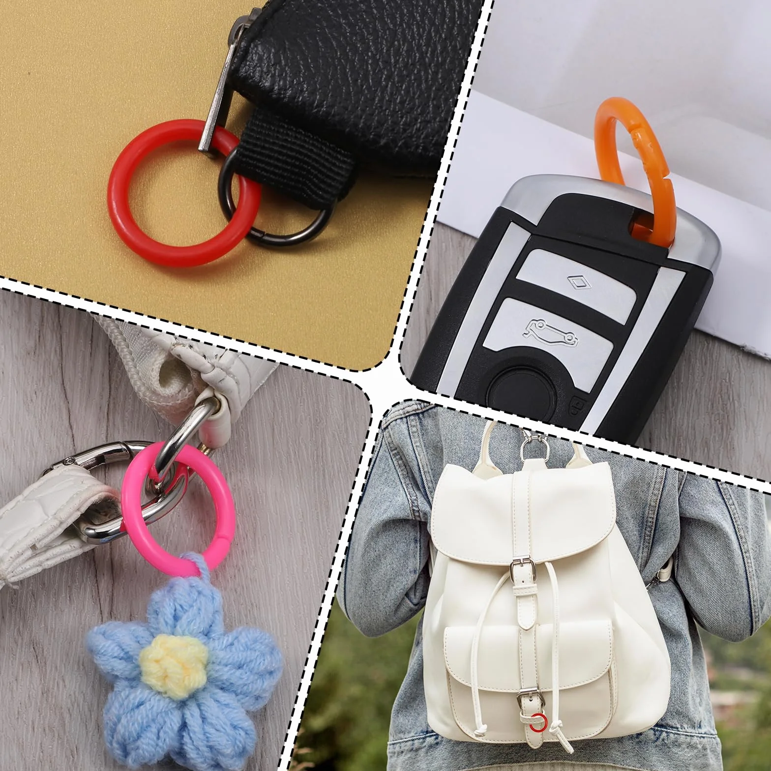 Kółka plastikowe wielokolorowe do książek scrapbooking 50 sztuk