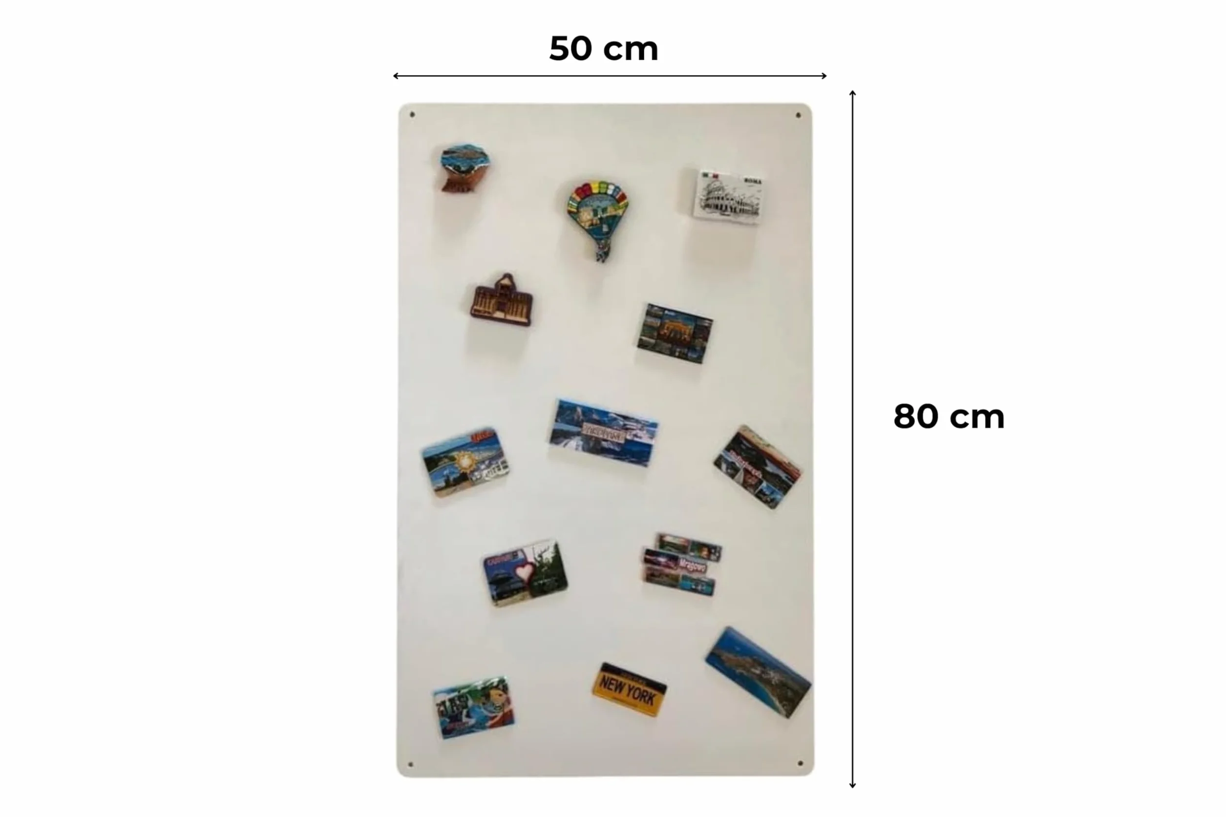 Metalowa Tablica Magnetyczna na Podróże 80x50 cm Biała z Elementami Montażowymi