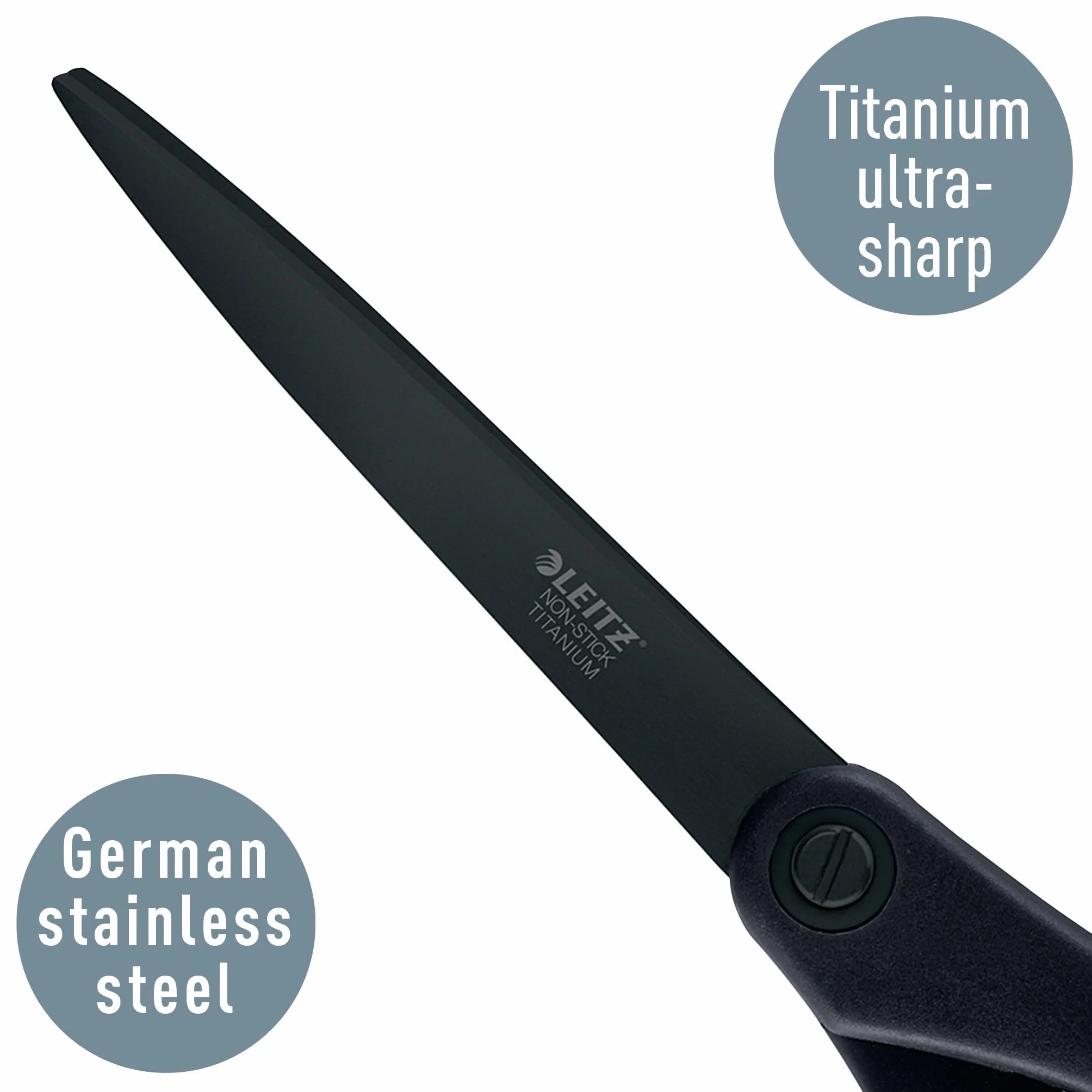 Leitz 54206095 Titan wysokiej jakości nożyczki nieprzywierające (205 mm, miękki uchwyt), czarne