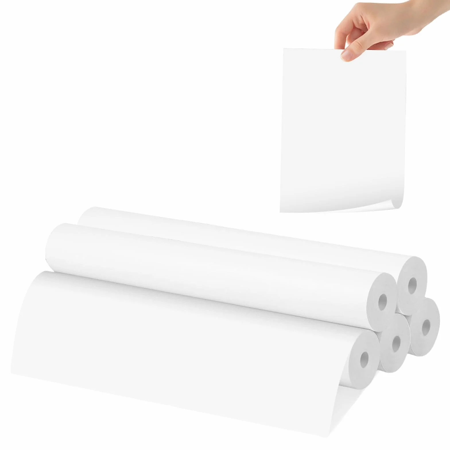 Xmart 5 Rolek Papieru Termicznego A4 Papier Termiczny do Drukarki Przenośnej Papier Termiczny A4 Szybkoschnący Idealny Ciągłego Drukowania Plik Strony Internetowe ZdjęCia 210x297mm Około 125 Arkuszy