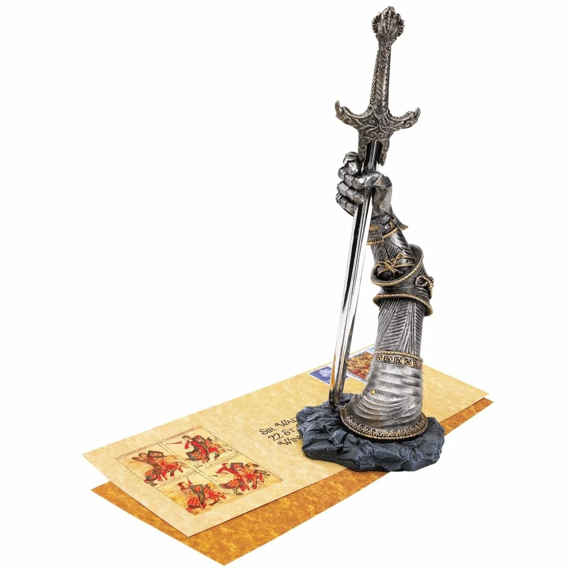 Design Toscano CL4118 King Arthur's Sword of Excalibur otwieracz do listów biurko posąg, 25,5 cm, żywica poliestrowa, wykończenie cynowe
