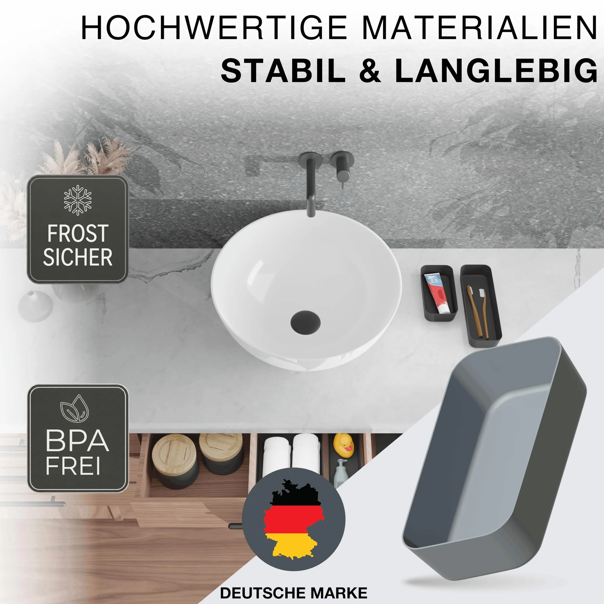 VMbathrooms Zestaw organizerów szufladowych | Praktyczne pudełka sortowania | Separator szufladowy - Idealny pomocnik w utrzymaniu porządku na co dzień do biura i domu (antracytowy)