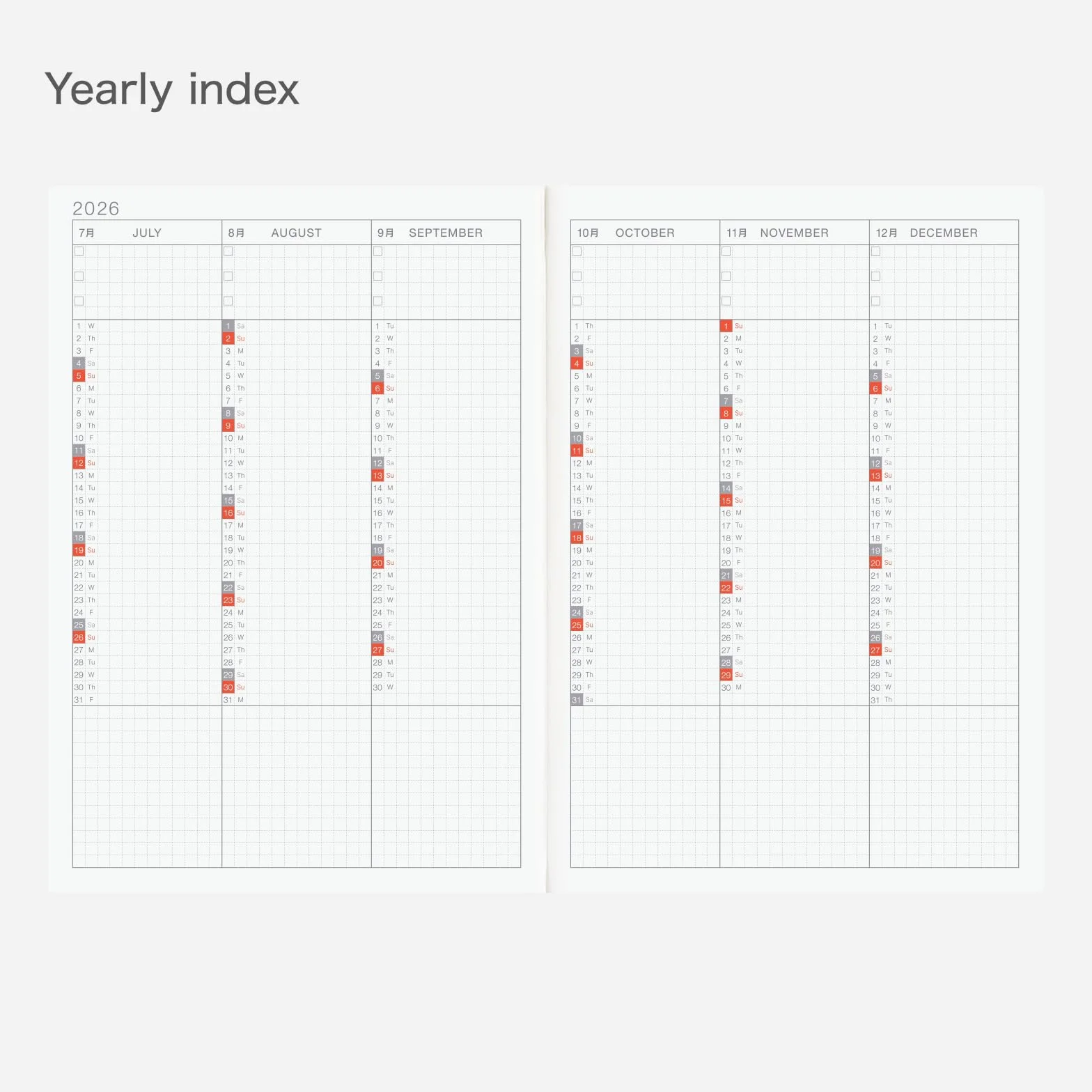 Hobonichi Techo 2026 książka dla kuzynów, format A5, angielski, codzienna, tygodniowa, początek stycznia, planer