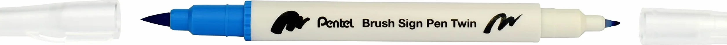 Pentel SESW30C-6 Brush Sign Pen Twin, zestaw 6 kolorów, flamastry z dwiema elastycznymi końcówkami, tusz na bazie wody, sortowane, 1 sztuka (6 sztuk)