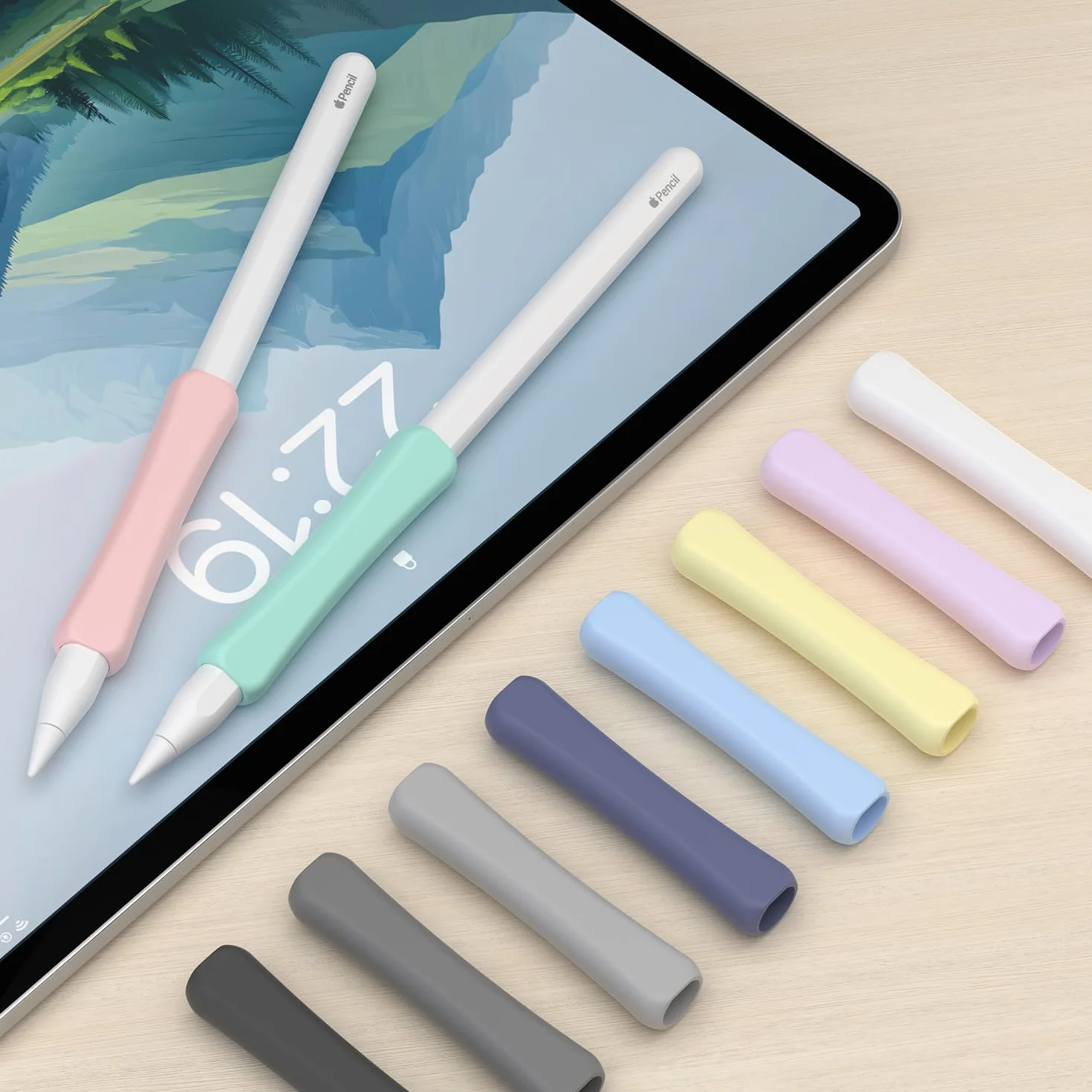 Silikonowy uchwyt, 4 sztuki, kompatybilne z Apple Pencil 2. generacji, Apple Pencil Pro i Apple Pencil USB-C ergonomiczny uchwyt (biały/beżowy/khaki/brązowy)
