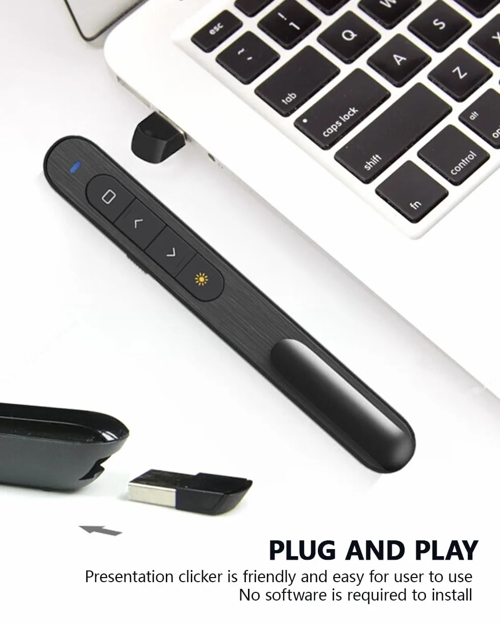 Wireless Presenter Remote Clicker Laser Pointer RF 2.4GHz USB Slide Advancer