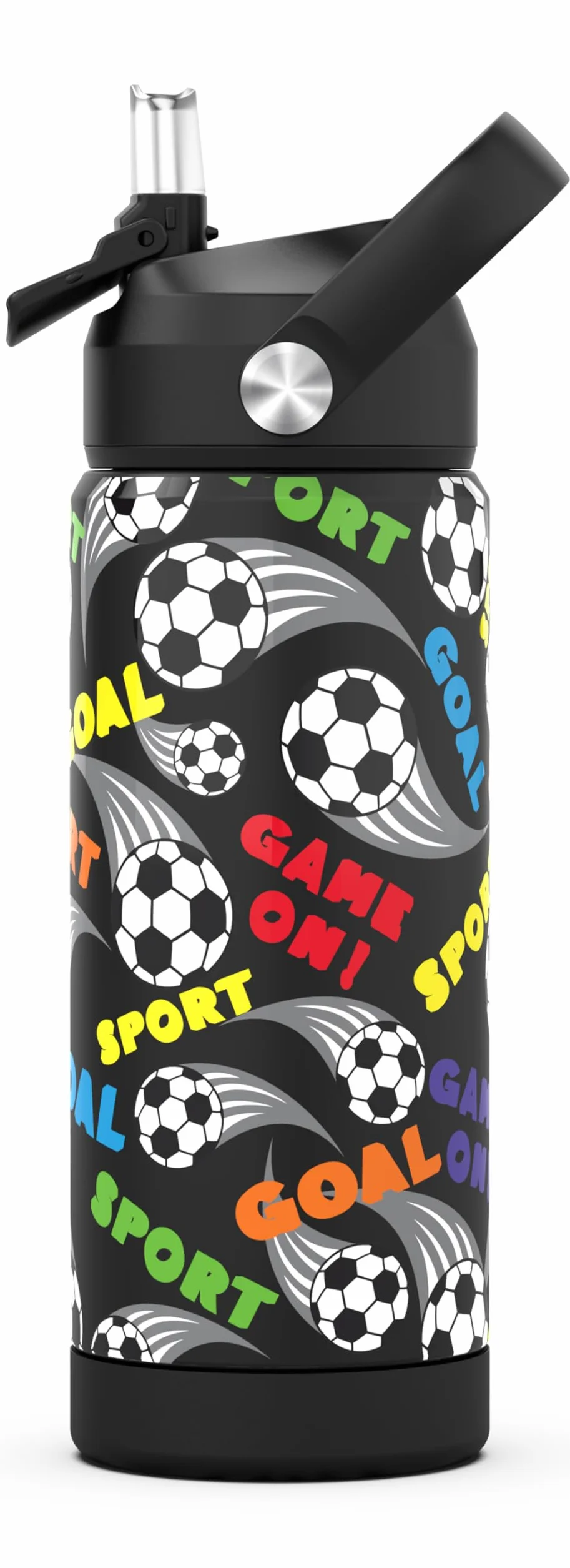Butelka do picia ze stali nierdzewnej, 550 ml, szczelna butelka na wodę, do szkoły, uprawiania sportu, dzieci, fitnessu (piłka nożna)