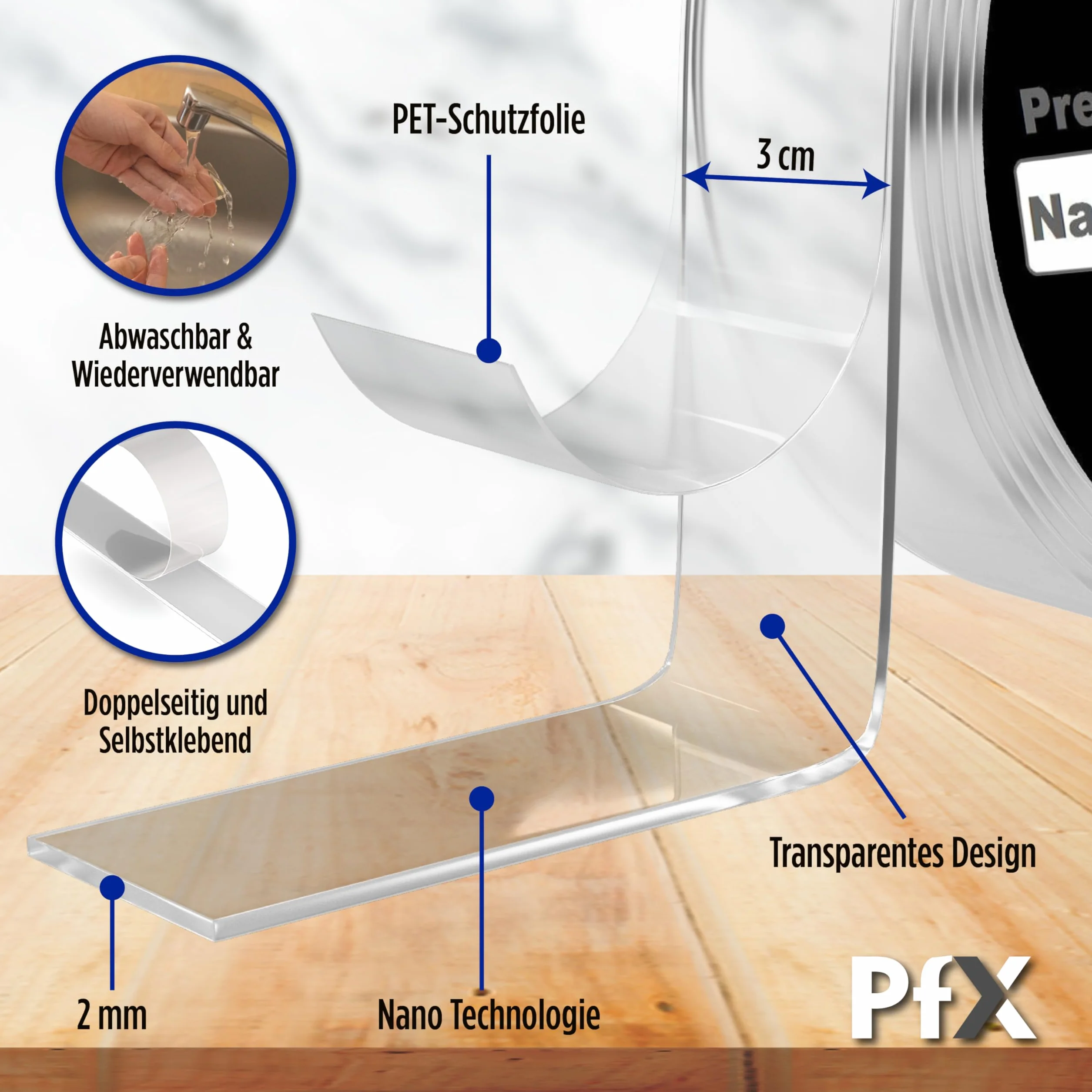 Taśma Nano Tape Premium 3 m przezroczysta wielokrotnego użytku