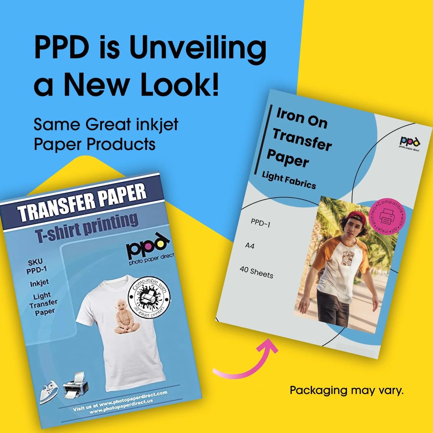 PPD A4 40 Arkuszy Papieru Termotransferowego Inkjet - Jasne T-Shirty i Tkaniny - PPD-1-40