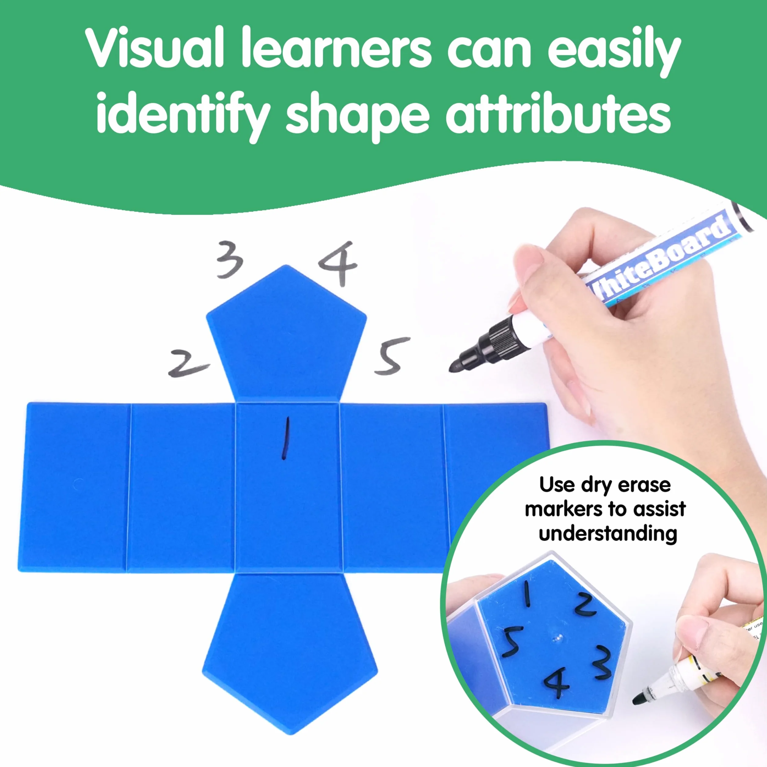 edxeducation 2D3D Geometryczne Bryły Zestaw 24 Kształtów Siatek i Przewodnik