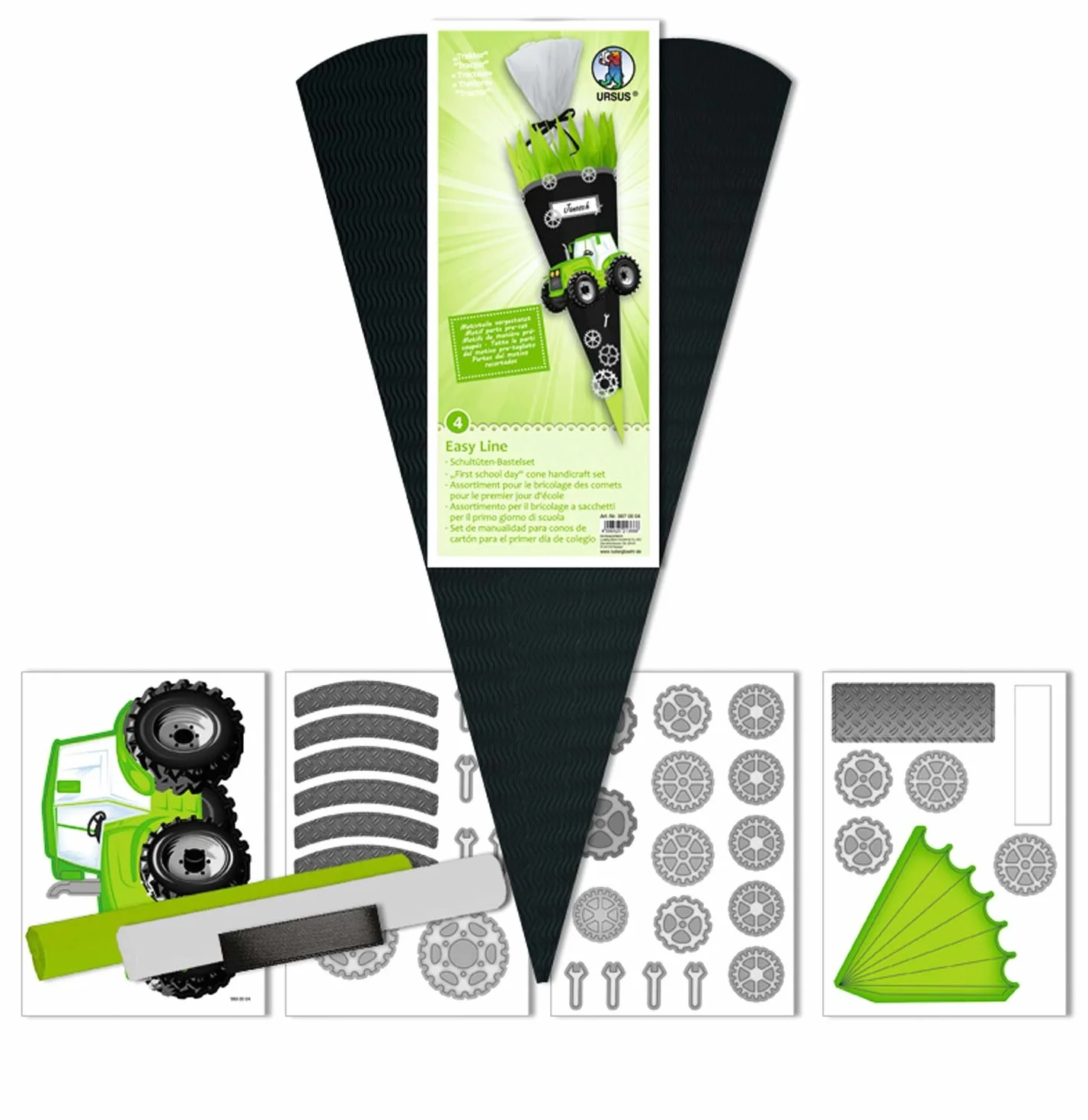 Ursus 9870004 - rożki szkolne, zestaw do majsterkowania, Easy Line Traktor, 6-kątne, 68 cm
