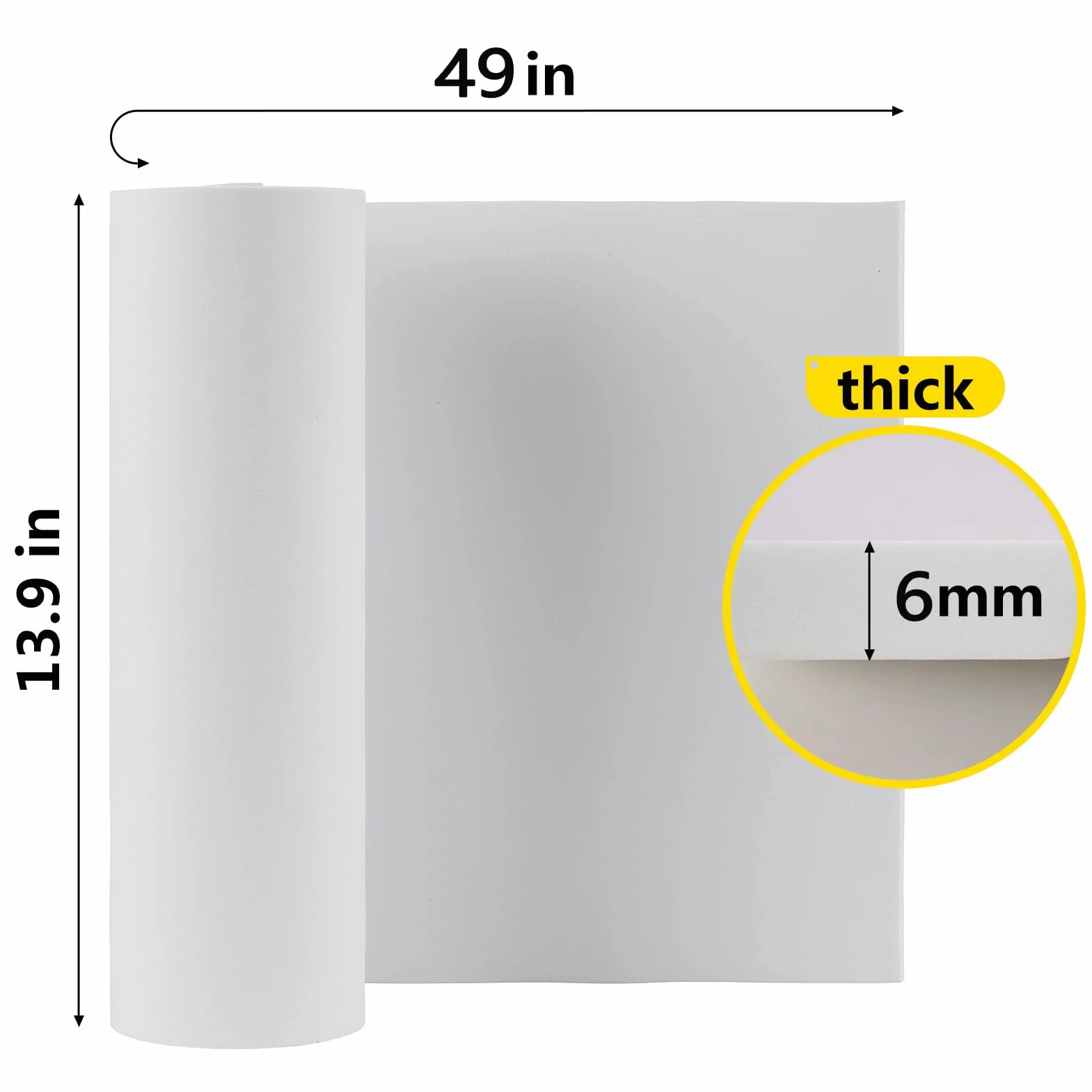 Arkusze pianki EVA 6mm 35x124,5cm 86kg/m3 białe 2 sztuki