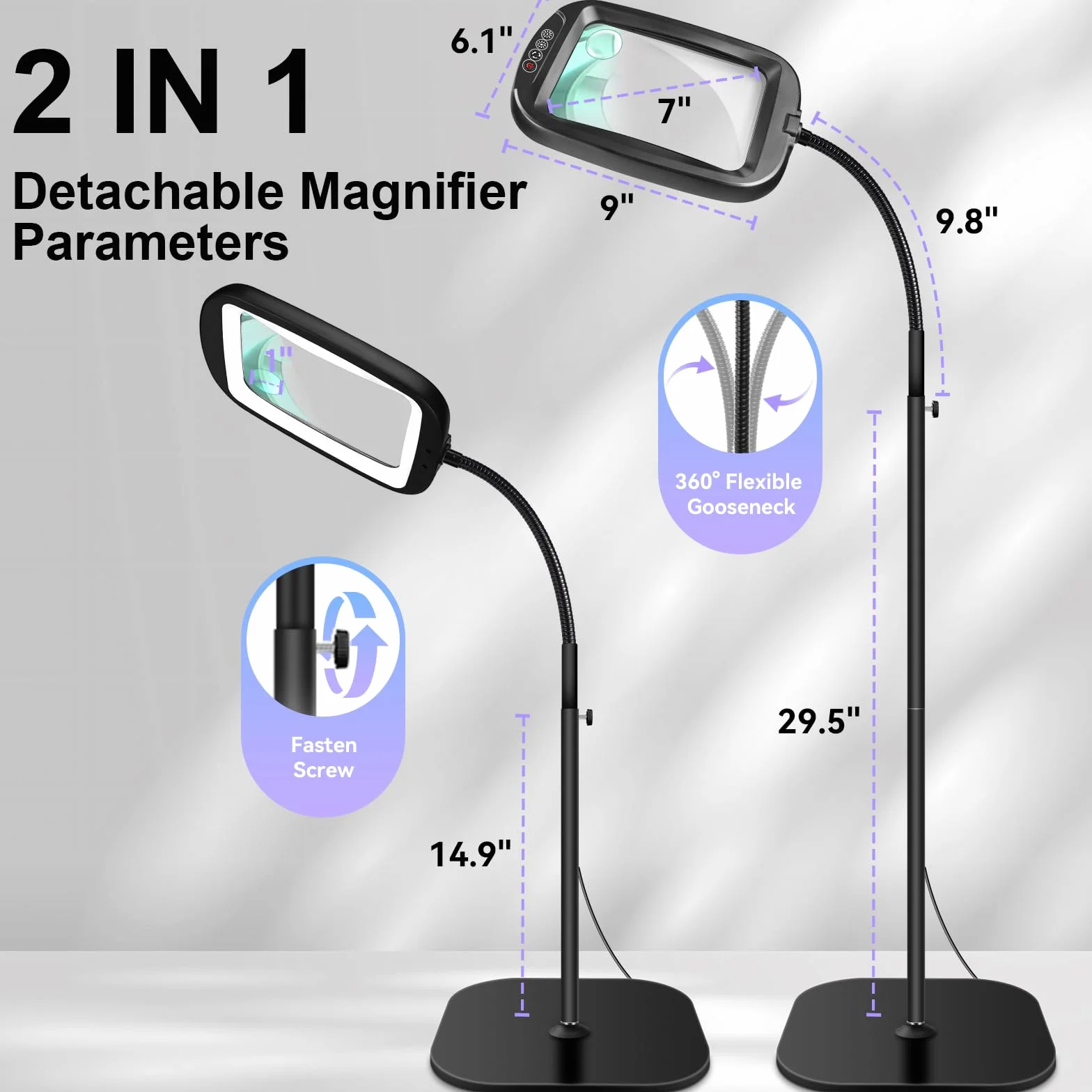 Lupa ze światłem 10x z ramieniem, lampa LED 60 diod, 5 trybów, ściemniana