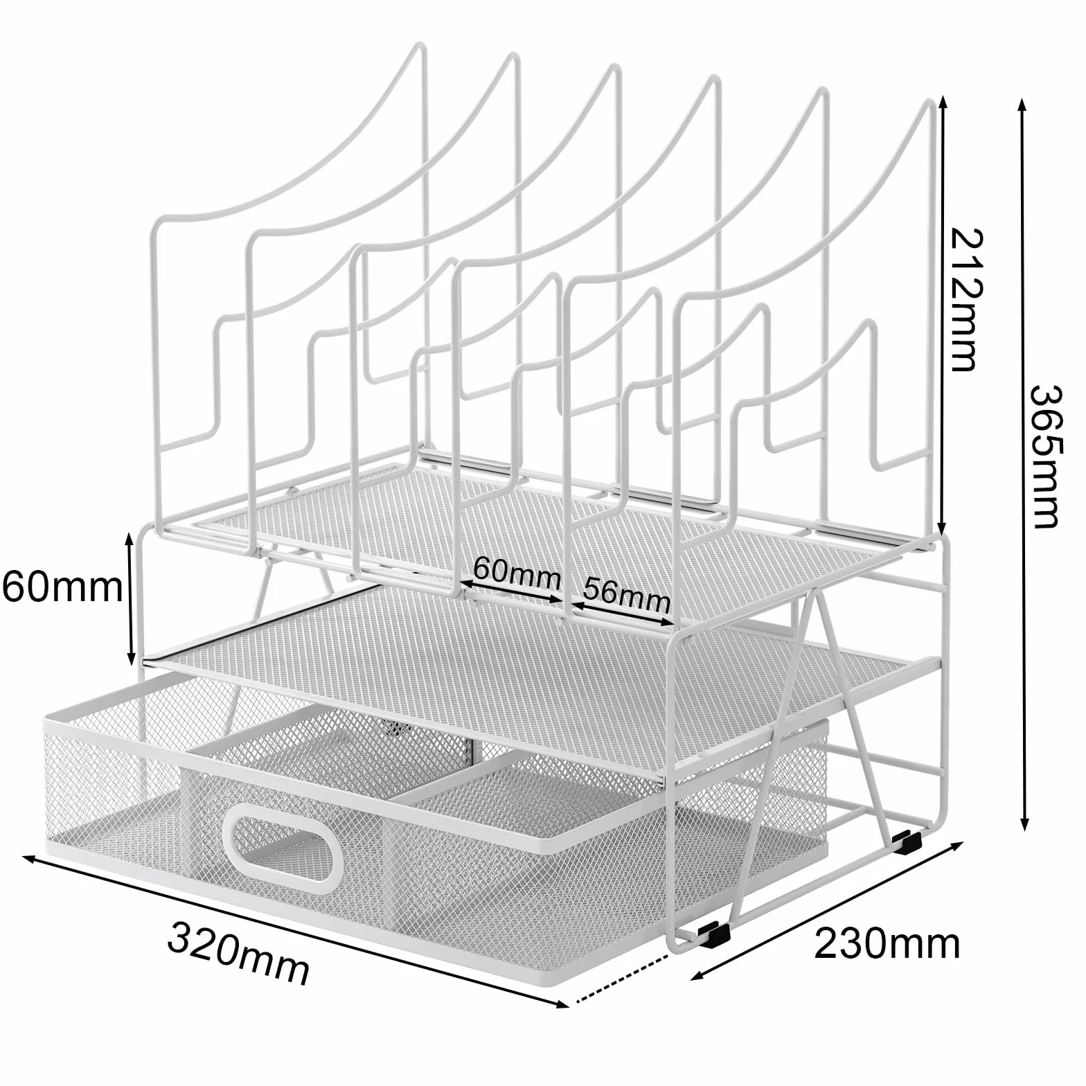 EasyPAG Stojak na Dokumenty A4 Metal 7 Przedziały,Półki na Foldery,Segregator Stojący,Taca na Czasopisma,Organizer na Biurko,Półka na Listy do Domu & Biura,Biały