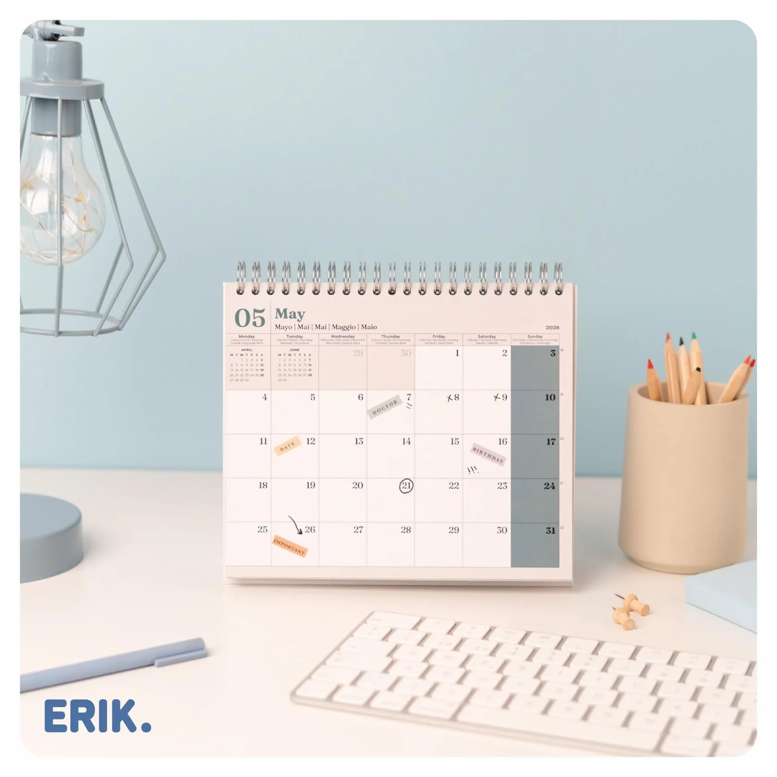 Grupo Erik Desk Calendar 2026 - Van Gogh Monthly Desk Planner, Desktop Gifts Under 10 Pounds