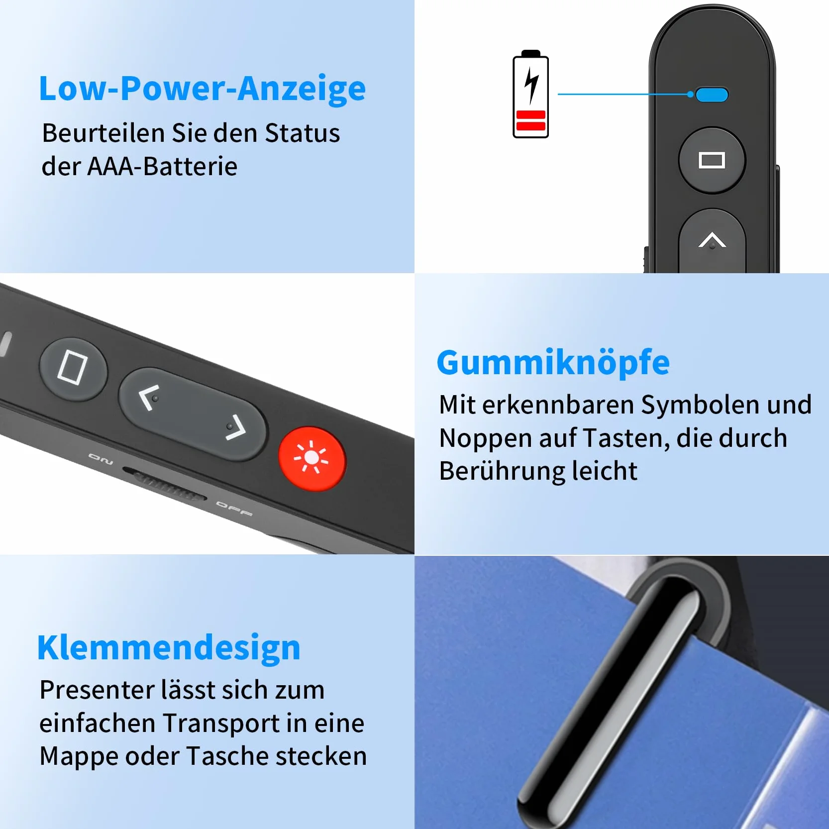 Bezprzewodowy prezenter – KKMOL pilot zdalnego sterowania, PowerPointer, wskaźnik do prezentacji, USB do PPT/Windows XP/7/8/10/Mac OS/Linux