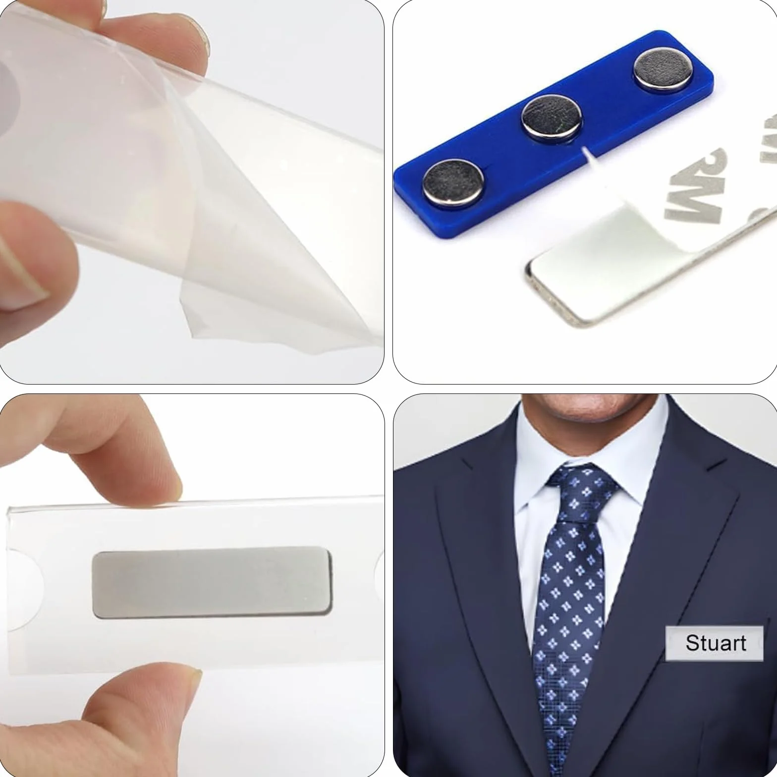 10 sztuk magnetycznych identyfikatorów, identyfikator magnetyczny 75 x 30mm, identyfikatory na ubrania magnetyczne, holder na identyfikator 3-stronicowy
