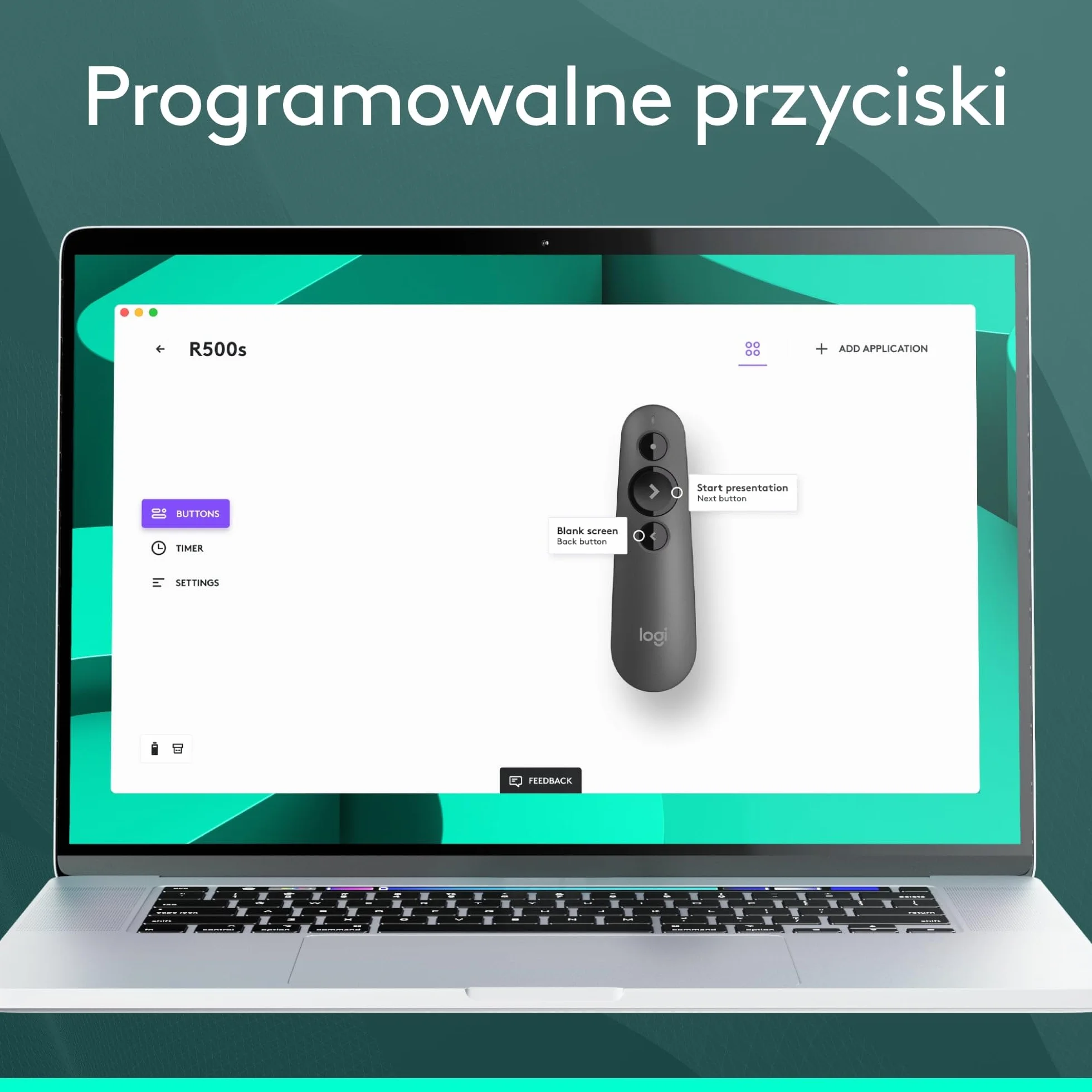 Logitech R500s Laserowy wskaźnik/Pilot do prezentacji (Klasa 1) – Bluetooth i USB; uniwersalna kompatybilność, inteligentna bateria: 12 miesięcy użytkowania -Ciemno szary