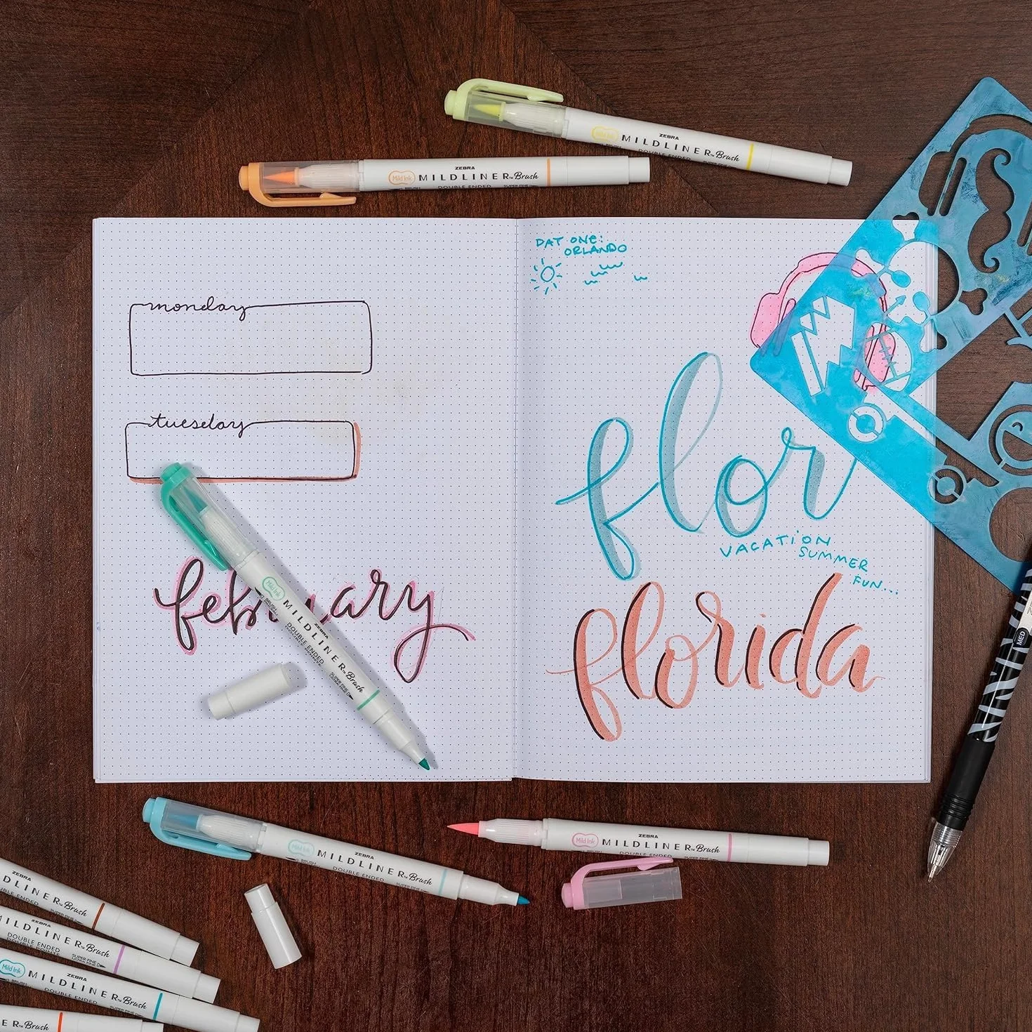 Zebra Pen Mildliner zakreślacz szczotka z podwójną końcówką, różne kolory, 10 szt