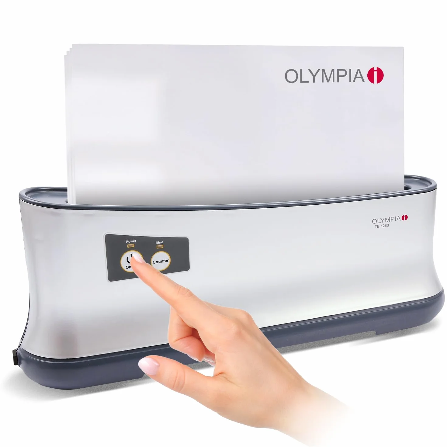 Olympia - Wydajne urządzenie do bindowania termicznego A4 TB-1280 | bardzo szybko gotowe do użycia | tylko 1 min. czas wiązania | najprostszy i najszybszy system wiązania do 200 arkuszy | uchwyt