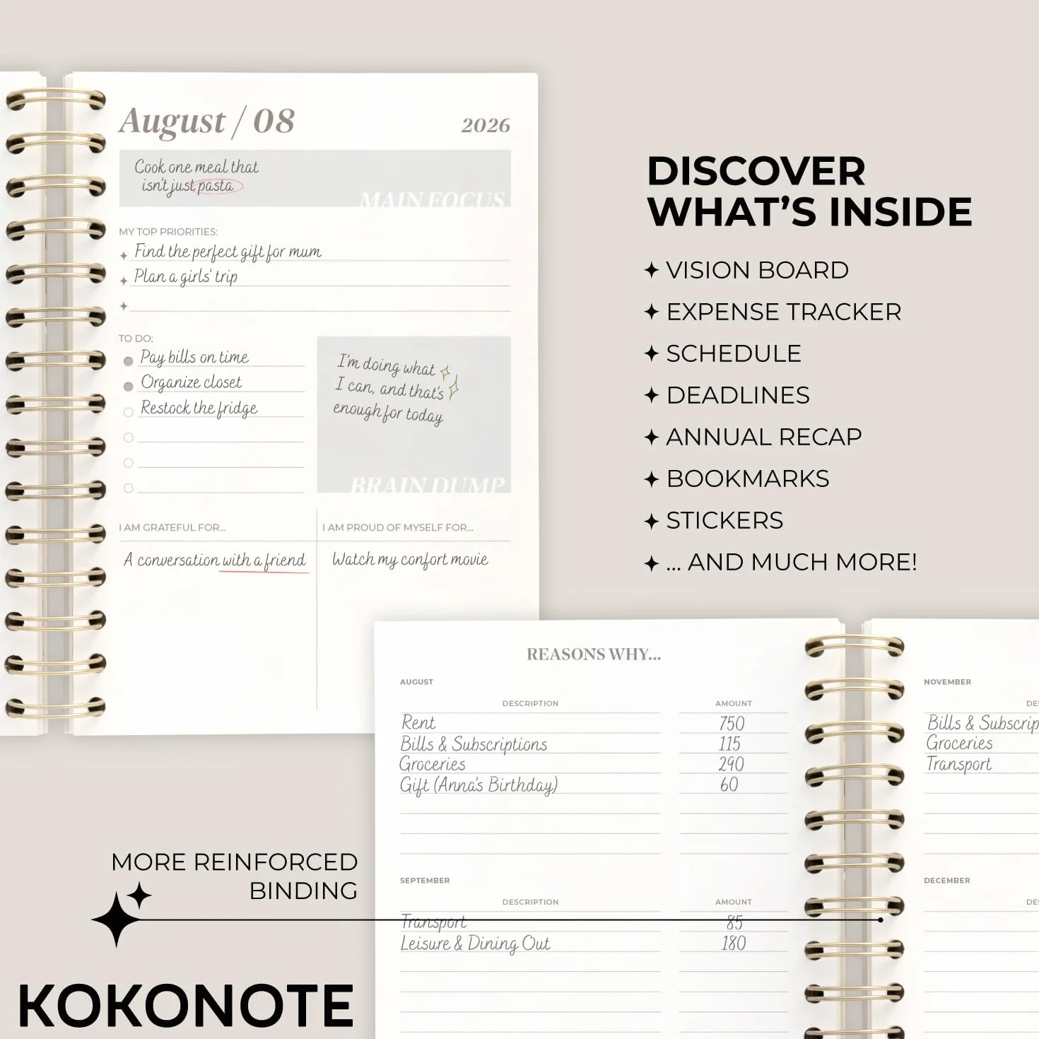 Kokonote Academic Diary 2026-2027 Week to View - Monet Gifts, Academic Planner 2026-2027, Weekly Planner
