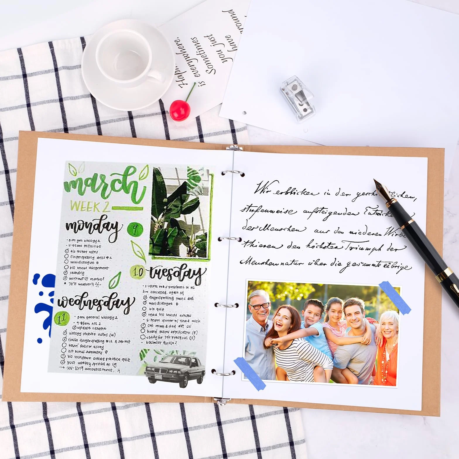 Tufa 2 segregator A4 z papieru Kraft, 4 pierścienie, format A4 Kraft, z dziurkaczem do biura, szkoły, wielofunkcyjne artykuły do majsterkowania