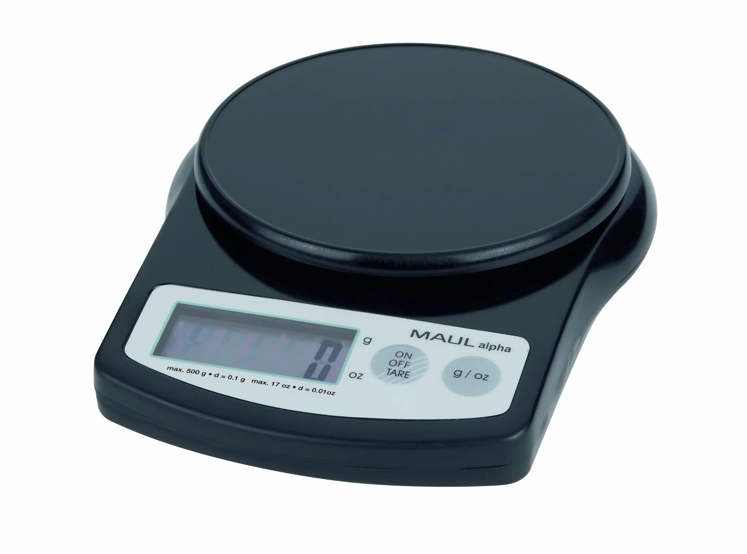 MAUL MAULalpha 1640590 Precyzyjna Waga z Baterią, 500 G, Czarna