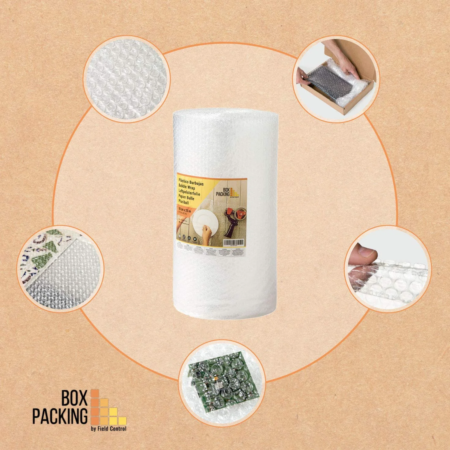 BOXPACKING | Folia Bąbelkowa | 50 cm szerokości x 25 m długości | Folia z Wypustkami Do Pakowania i Przeprowadzek