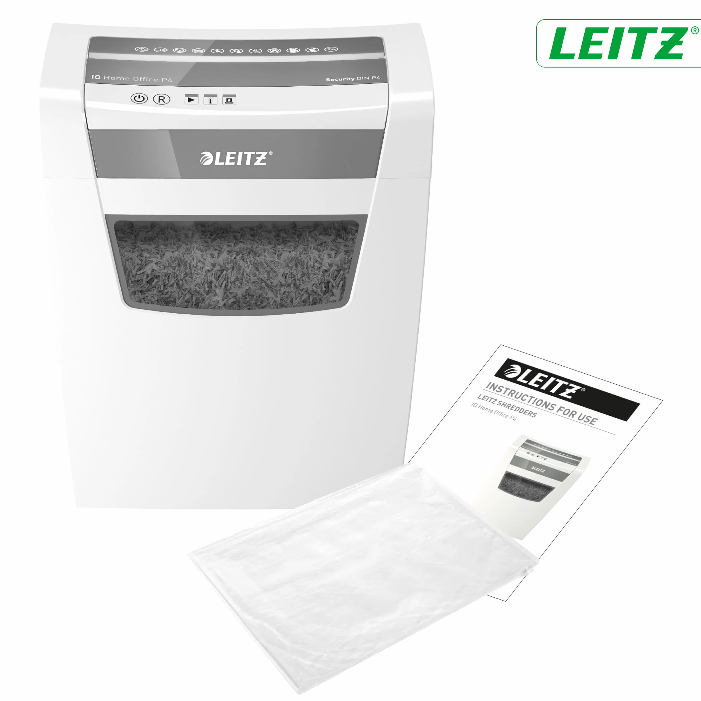 Leitz Iq Home Office P4 80090000 Niszczarka, Biały/Szary, 23 l