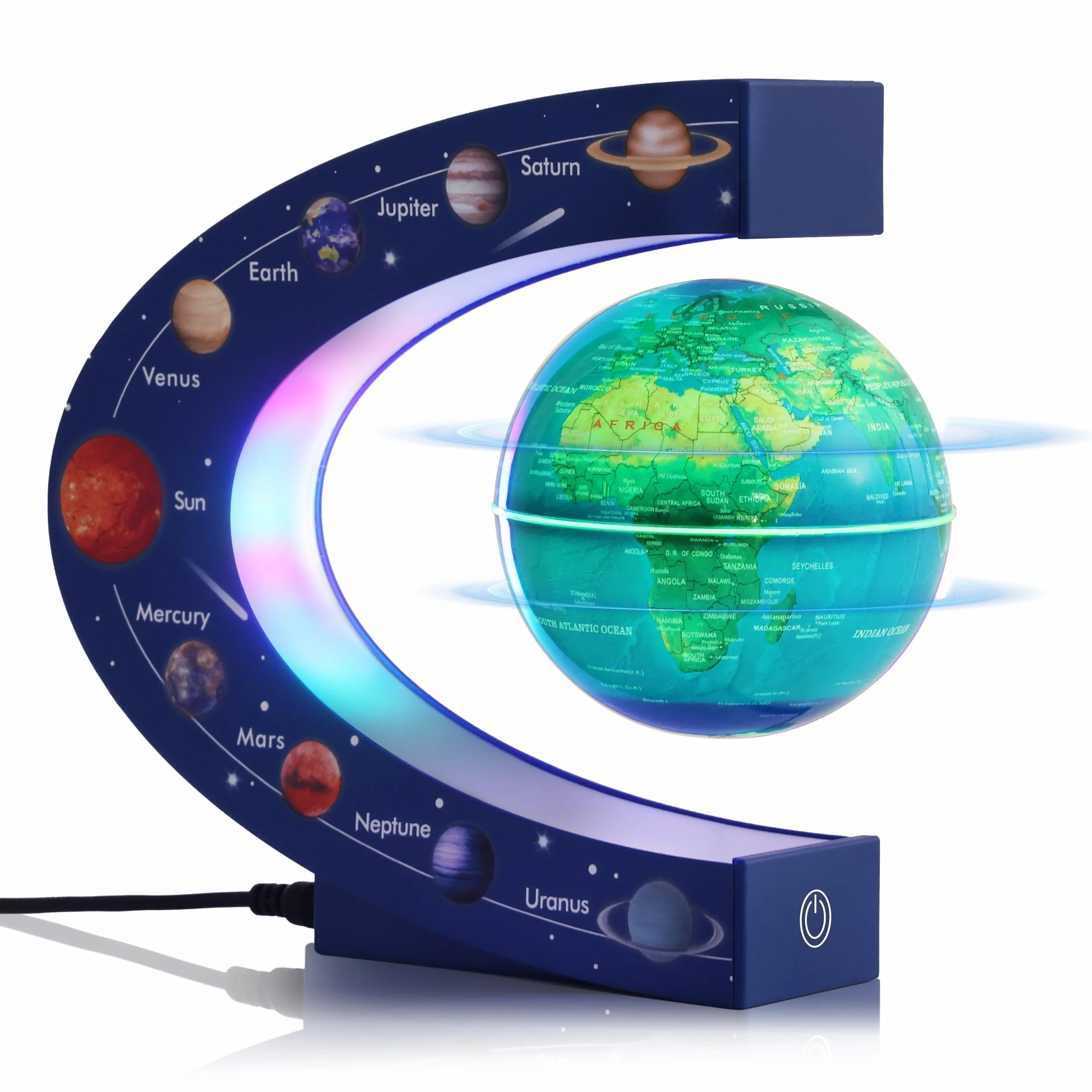 Magnetycznie lewitująca kula 7,5 cm z kolorową lampą – fajna dekoracja biurowa i prezent dla mężczyzn i szefów – astronomiczne zabawki edukacyjne dla dzieci