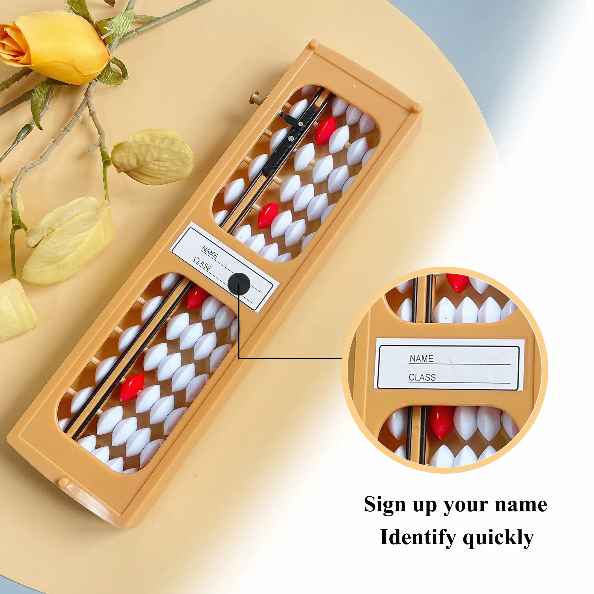 Soroban Abacus 13 cyfr, tworzywo sztuczne, arytmetyka, liczydło, do arytmetyki i liczenia, z przyciskiem resetowania, narzędzie do obliczania matematyki, biura, szkoły, domu