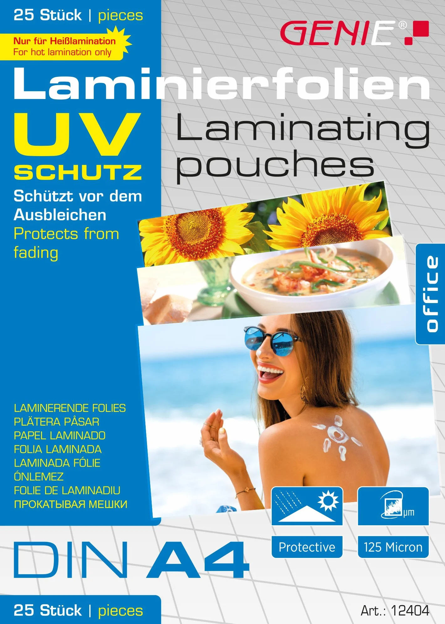 Genie A4 A4 UV Safe 25 Torebki do Laminowania, Przezroczysty, 25 Sztuk