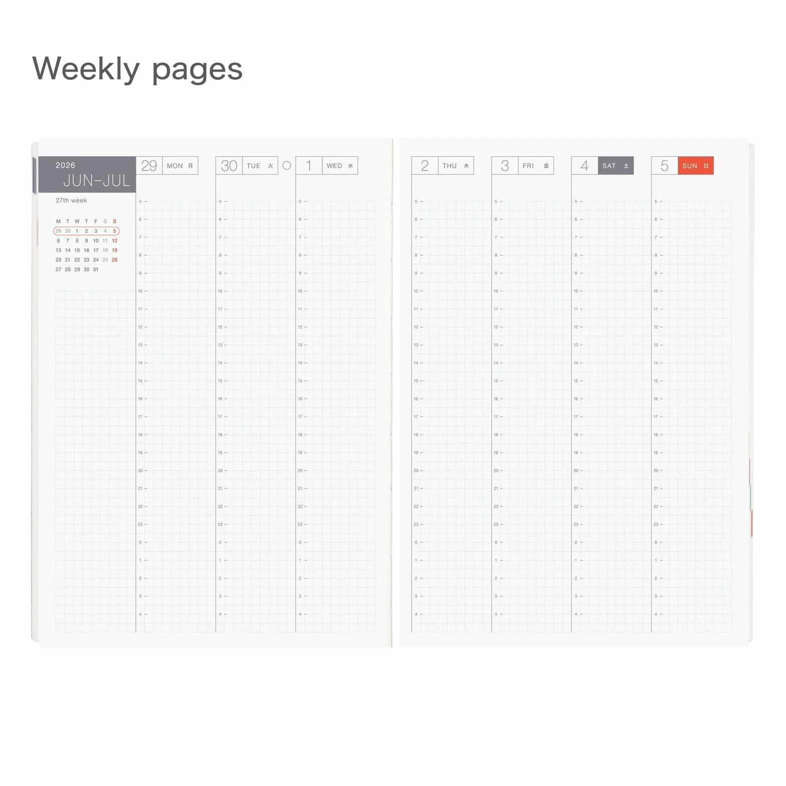 Hobonichi Techo HON A5 2026 – Paper Series: Black Gingham (angielski, styczniowy terminarz startowy)