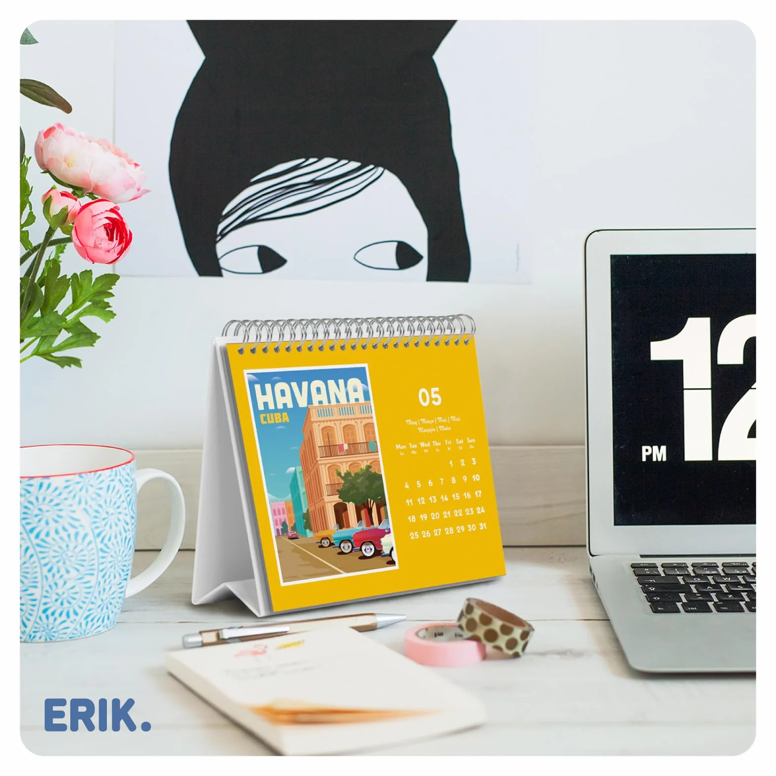 Grupo Erik Desk Calendar 2026 - Travel Calendar 2026 Month To View | Monthly Desk Planner, Desktop Gifts Under 10 Pounds | Travel Gifts For Friends