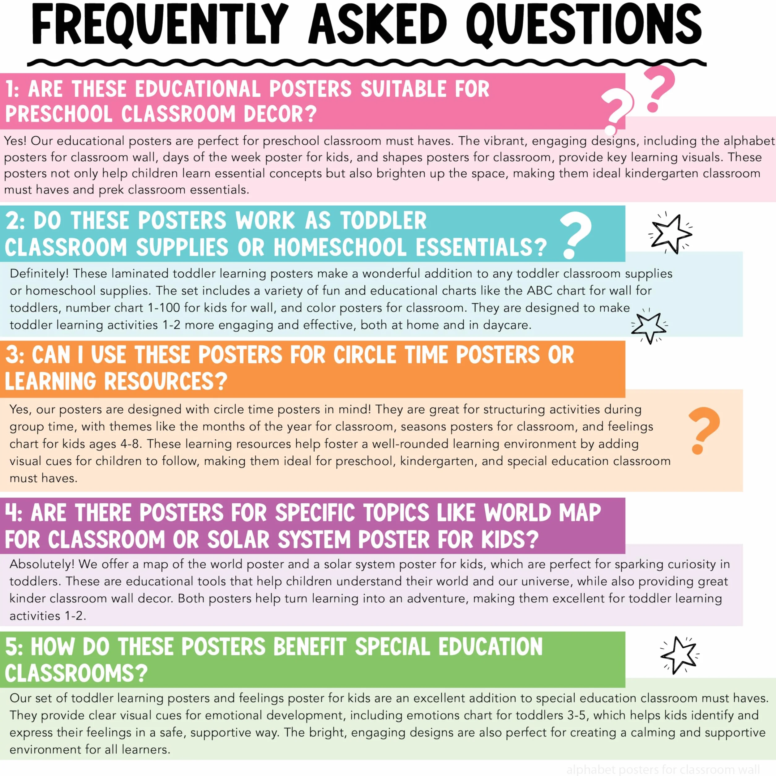 Hadley Designs 16 Educational Posters for Classroom Decor - Pastel Educational Posters for Toddlers 1-3, Toddler Learning Poster for Kids Ages 3-5, Kindergarten & Preschool Classroom Must Haves