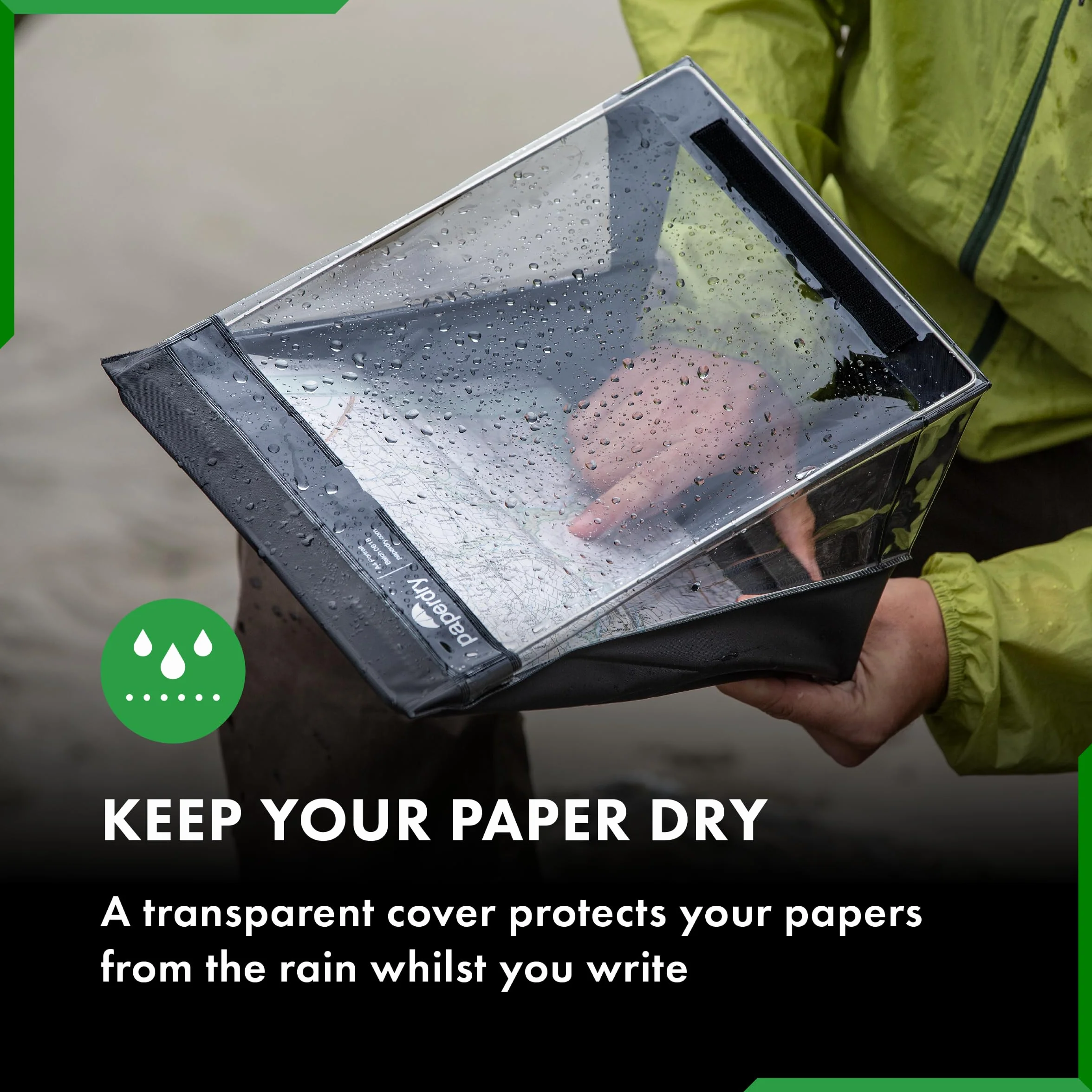 Paperdry Wodoodporna Podkładka A4 Pionowa Czarna PVC Klemmbrett z Pokrywą i Schowkiem