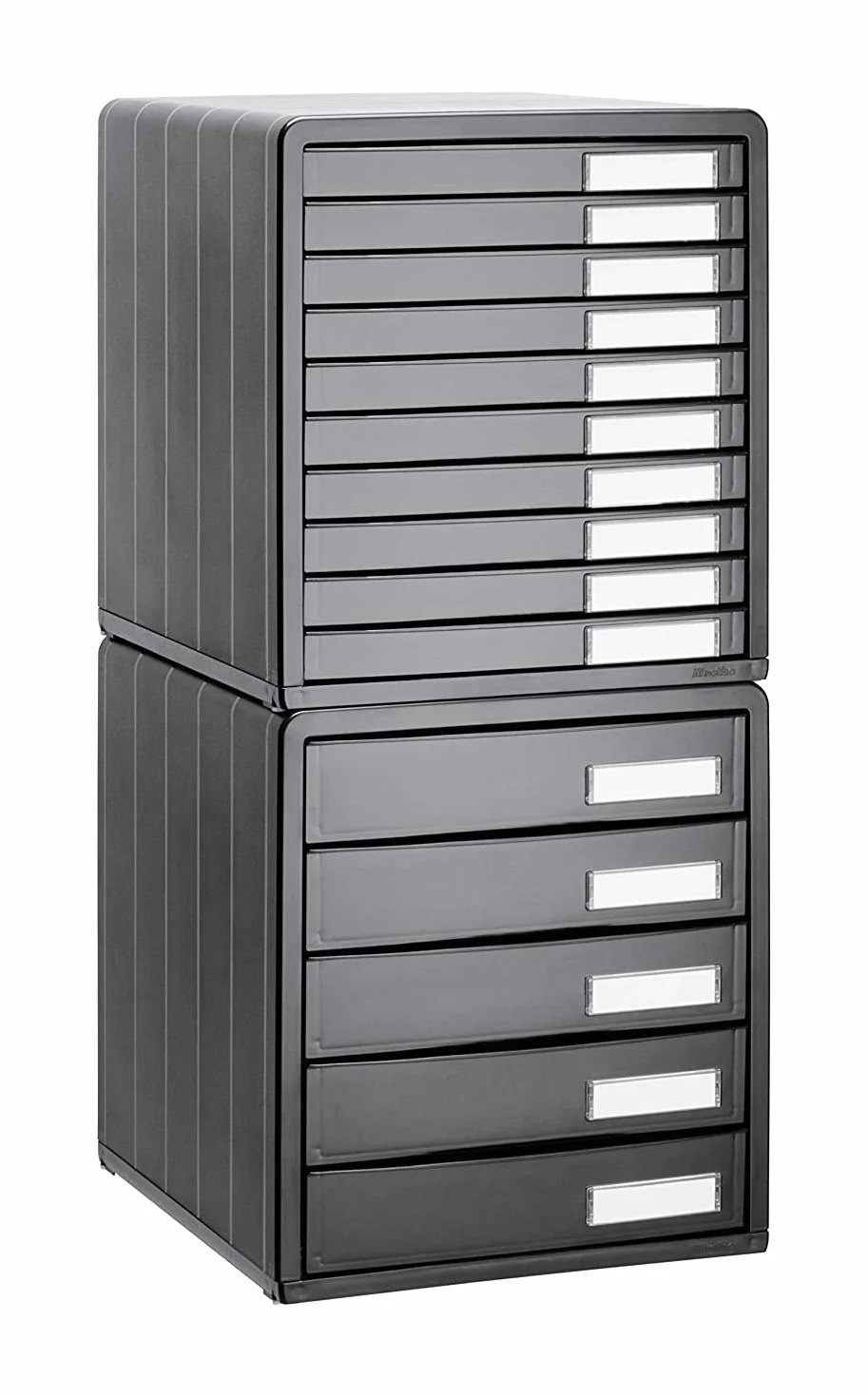 Rotho, Ponadczasowe pudełko biurowe z 10 szufladami, tworzywo sztuczne (PS) BPA antracyt, 34,5 x 29,0 x 32,0 cm
