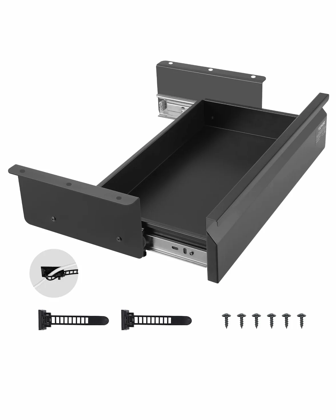 VEVOR Wysuwana szuflada pod biurkiem o szerokości 40 cm, montowany pod biurkiem, ukryty organizer do przechowywania, pod stołem, szuflada na ołówki do biura, domu, do siedzenia, stacji roboczej, 43 x