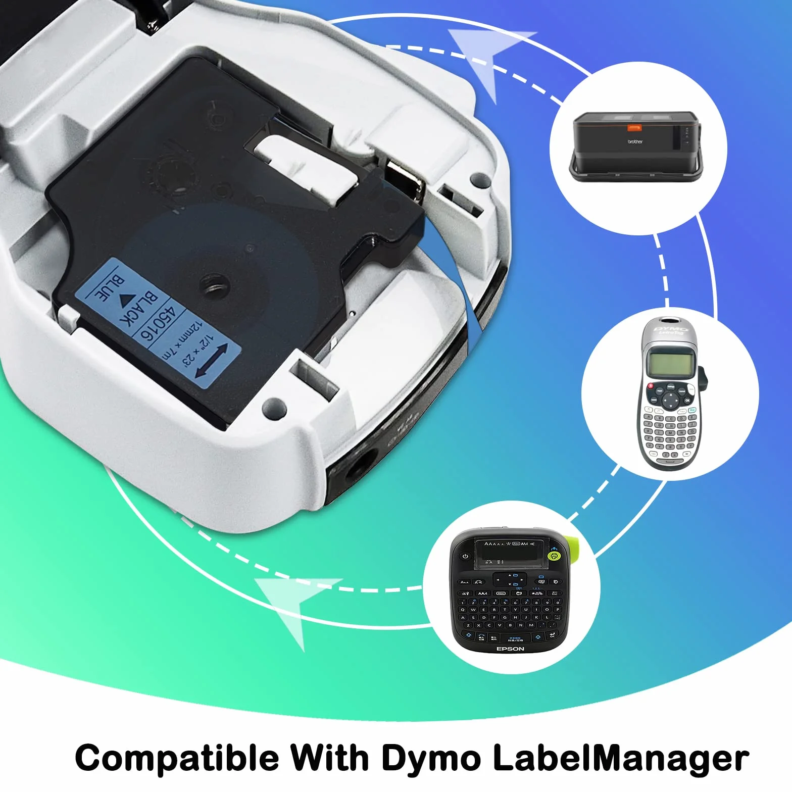 Gigmeta Zestaw 6 compatible with Dymo D1 Taśma 12mm x 7m compatible with Dymo Labelmanager PNP/160/210D/280/350/420P/450D/500TS, D1 45013 45017 45018 45019