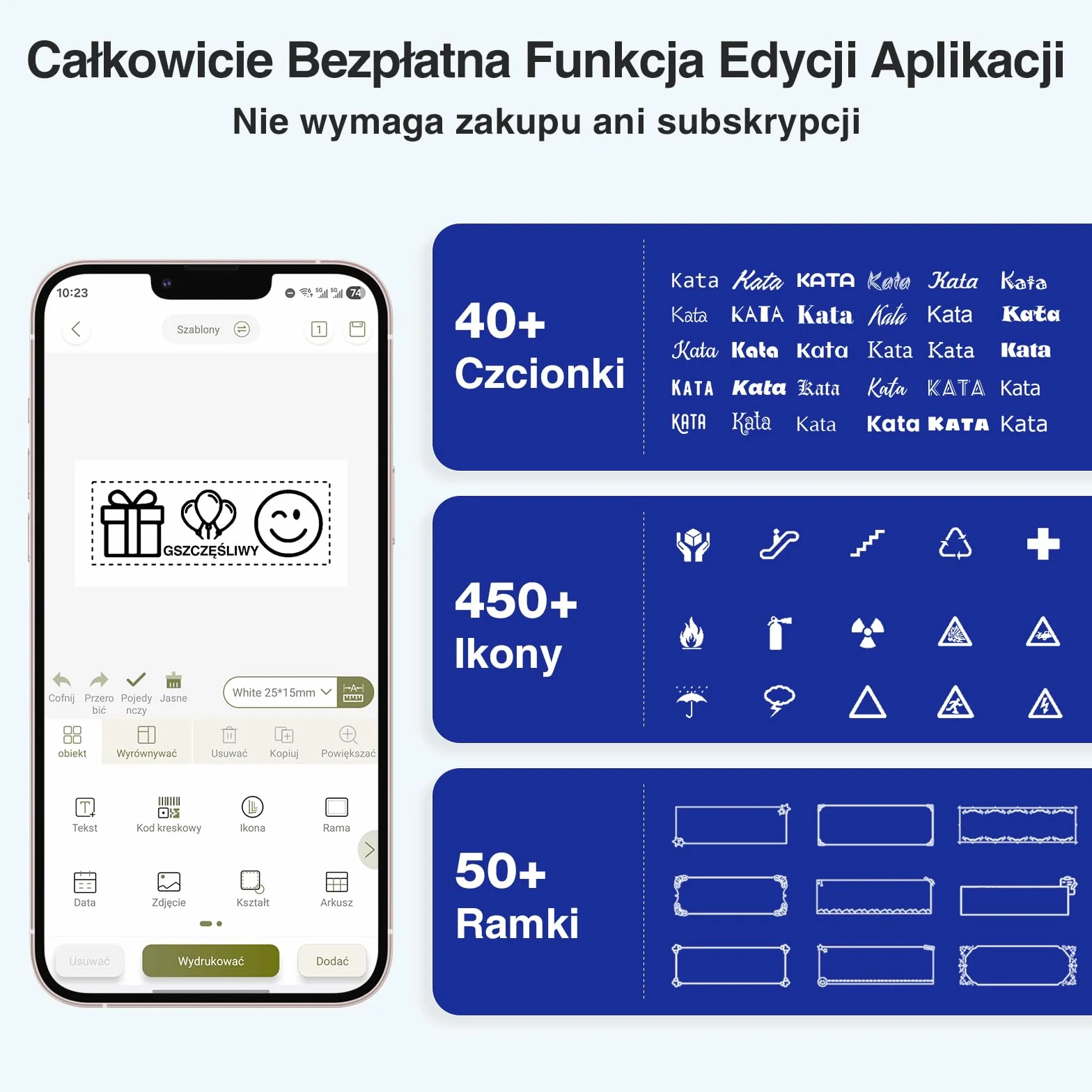 SUPVAN E11 Label Maker Machine Bluetooth with German QWERTZ Keyboard, 2 rolls continuous labels and 2 Rolls Fixed-Size Labels
