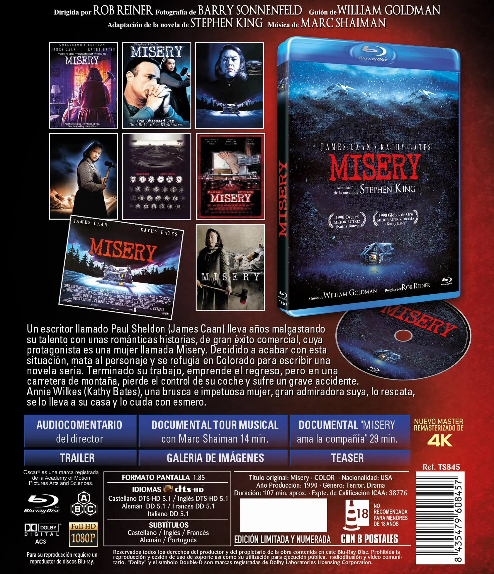 Edición Especial Limitada Con Funda y Postales BD 1990 Misery [Blu-Ray] [Import]