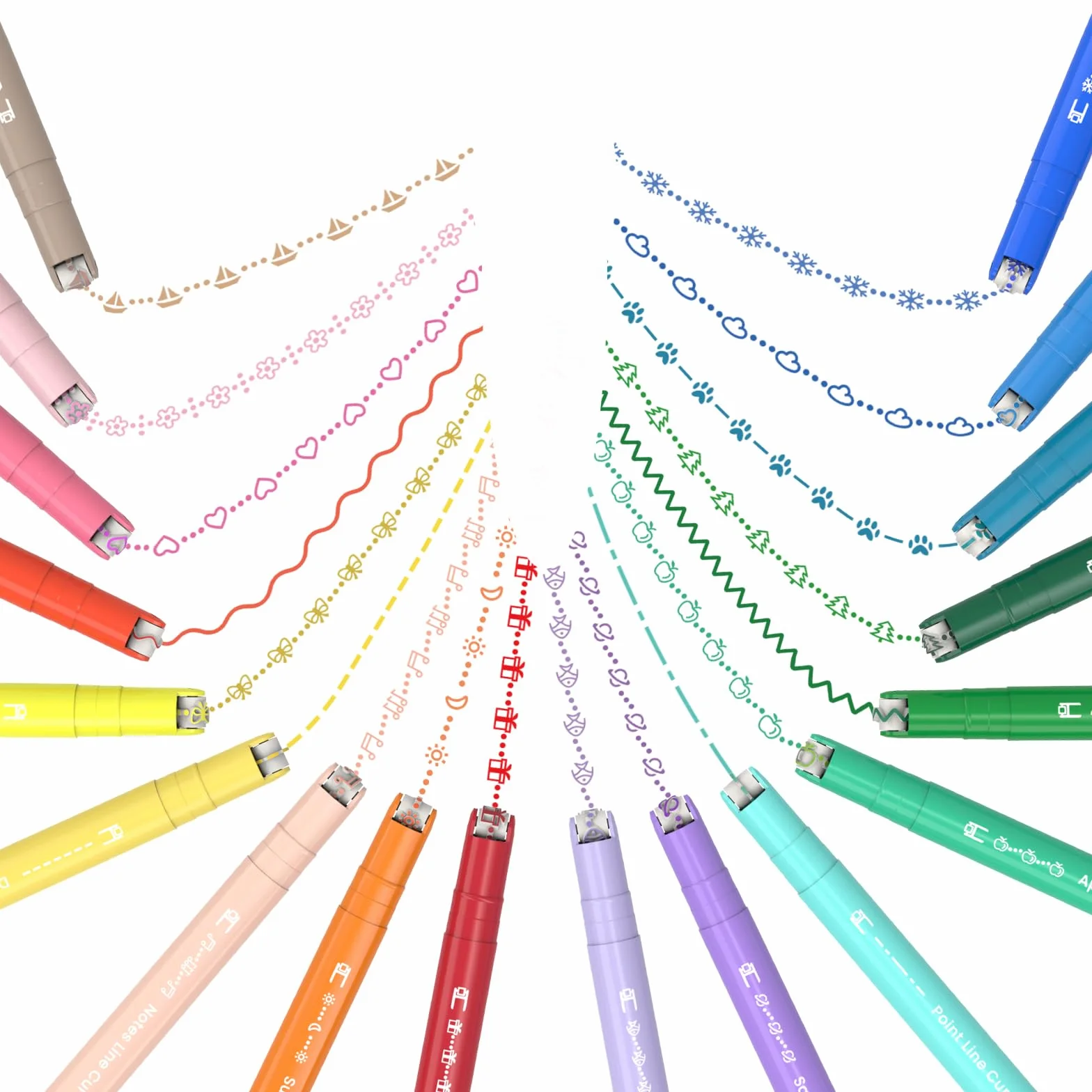 AECHY 18 Color Curve Pen do robienia notatek, dwugłowicowy długopis z 18 różnymi kształtami krzywych i 18 kolorami cienkich linii, zestaw do prowadzenia pamiętnika i notatek